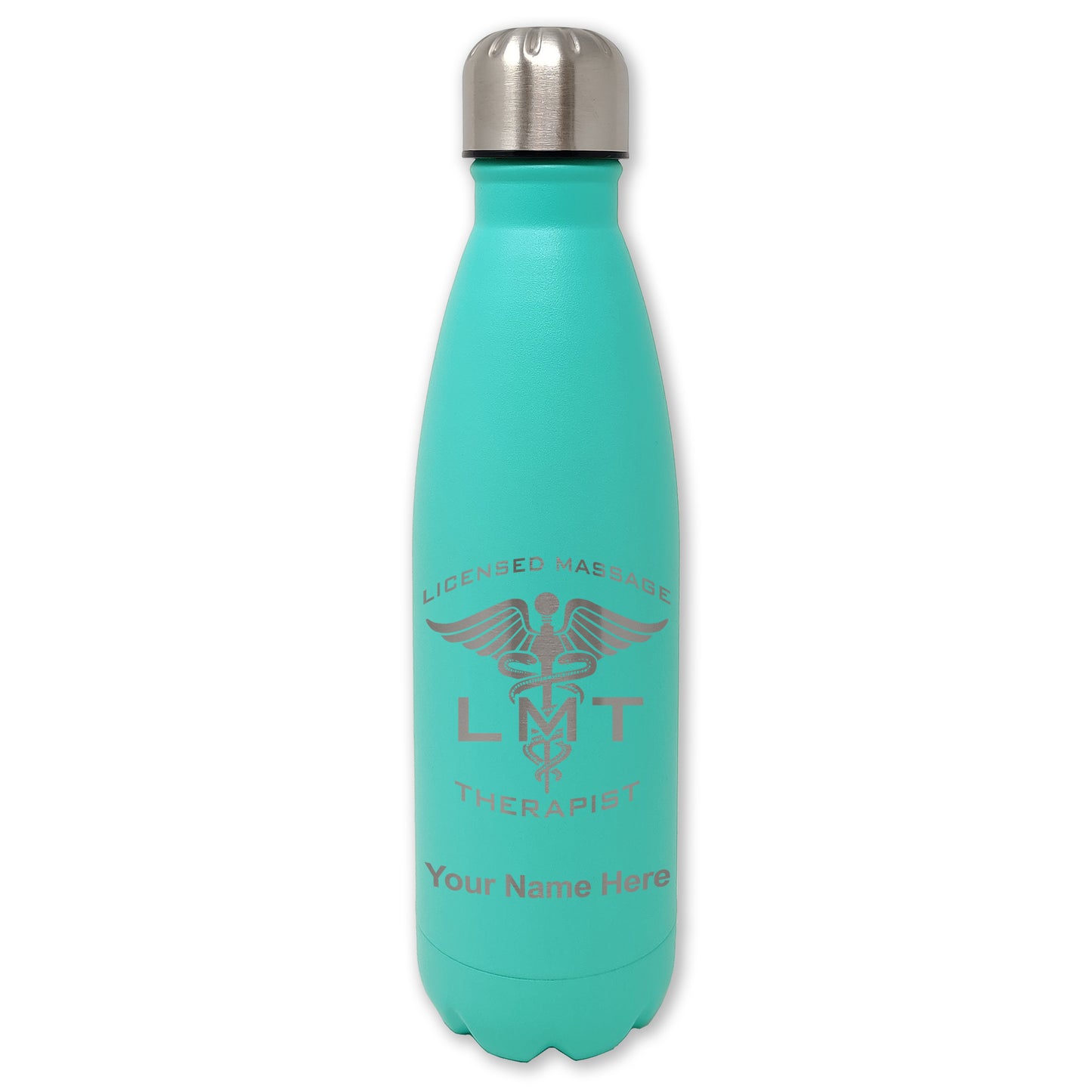 LaserGram Double Wall Water Bottle, LMT Licensed Massage Therapist, Personalized Engraving Included