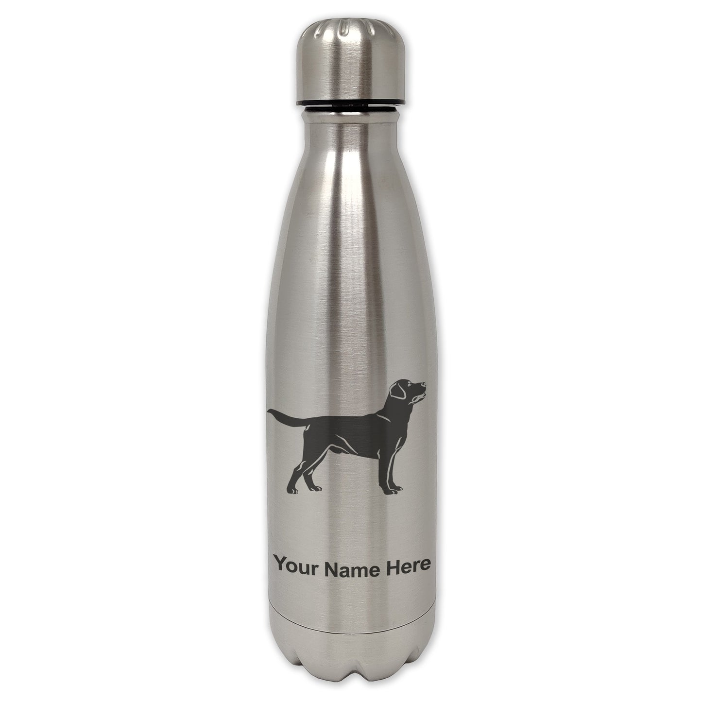 LaserGram Double Wall Water Bottle, Labrador Retriever Dog, Personalized Engraving Included