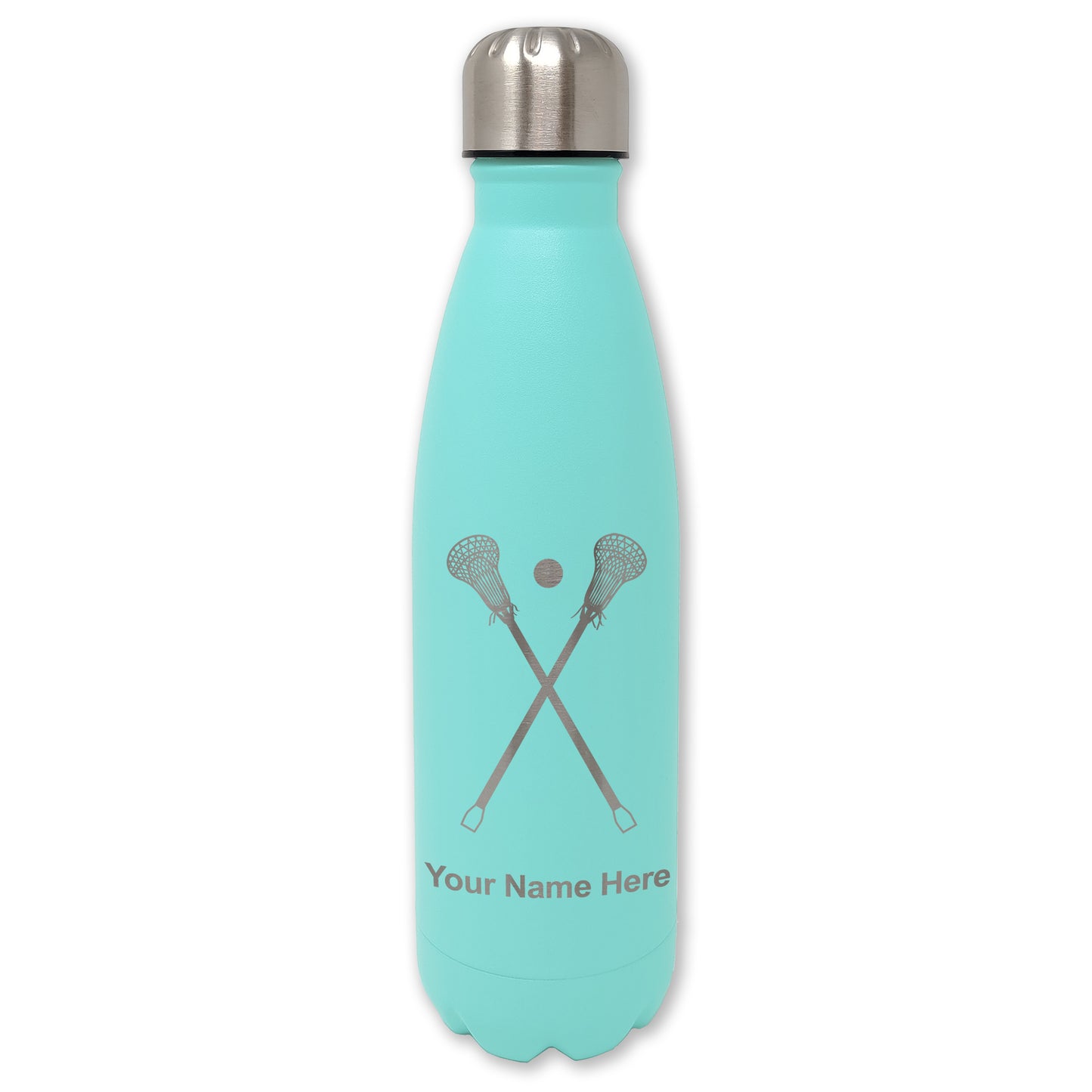 LaserGram Double Wall Water Bottle, Hockey Sticks, Personalized Engraving Included