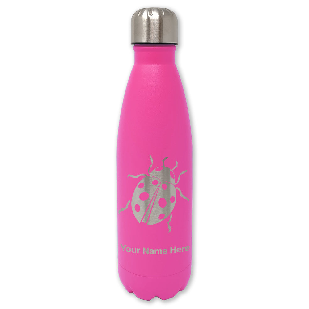LaserGram Double Wall Water Bottle, Ladybug, Personalized Engraving Included