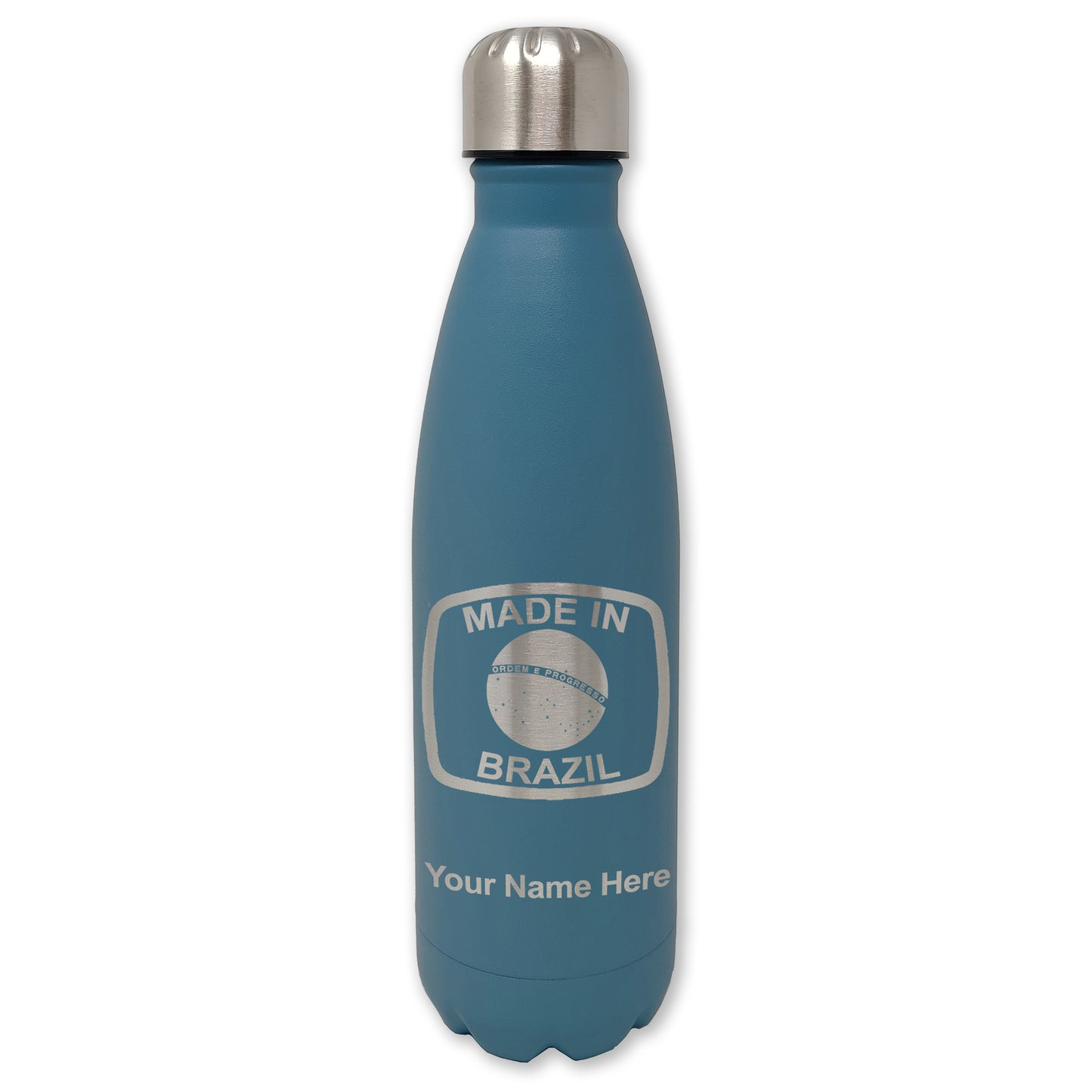 LaserGram Double Wall Water Bottle, Made in Brazil, Personalized Engraving Included