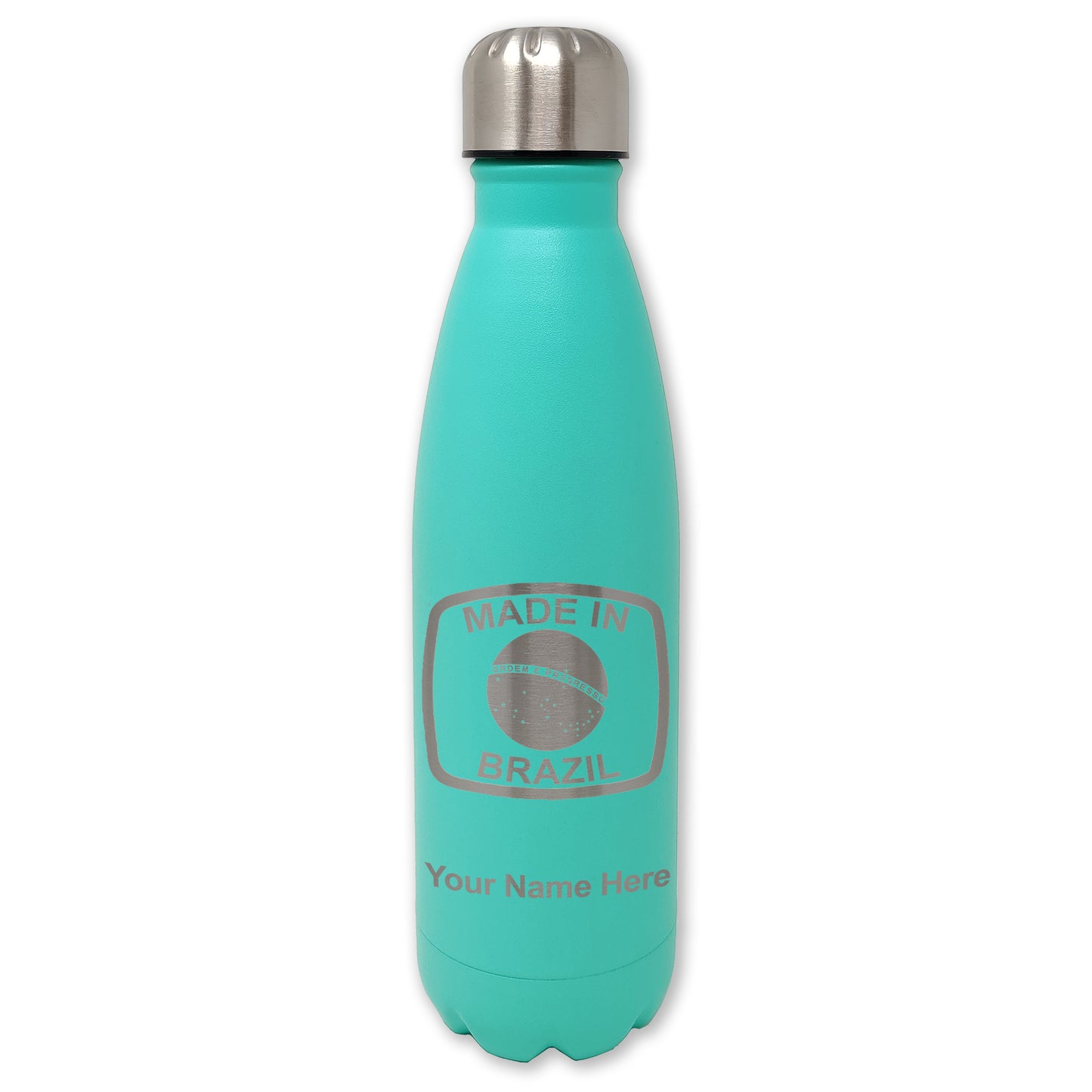 LaserGram Double Wall Water Bottle, Made in Brazil, Personalized Engraving Included