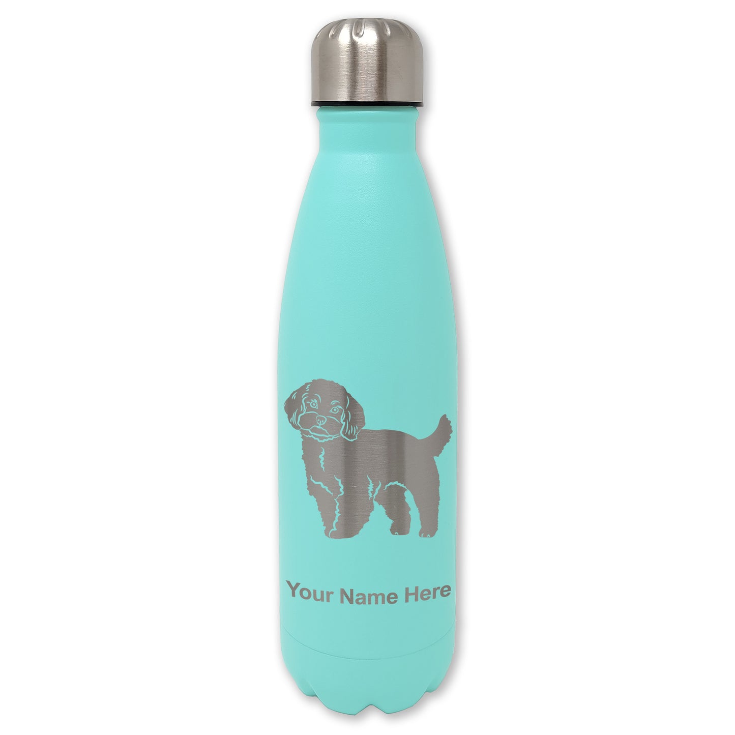 LaserGram Double Wall Water Bottle, Maltese Dog, Personalized Engraving Included