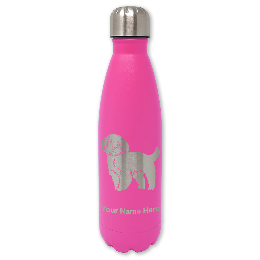 LaserGram Double Wall Water Bottle, Maltese Dog, Personalized Engraving Included
