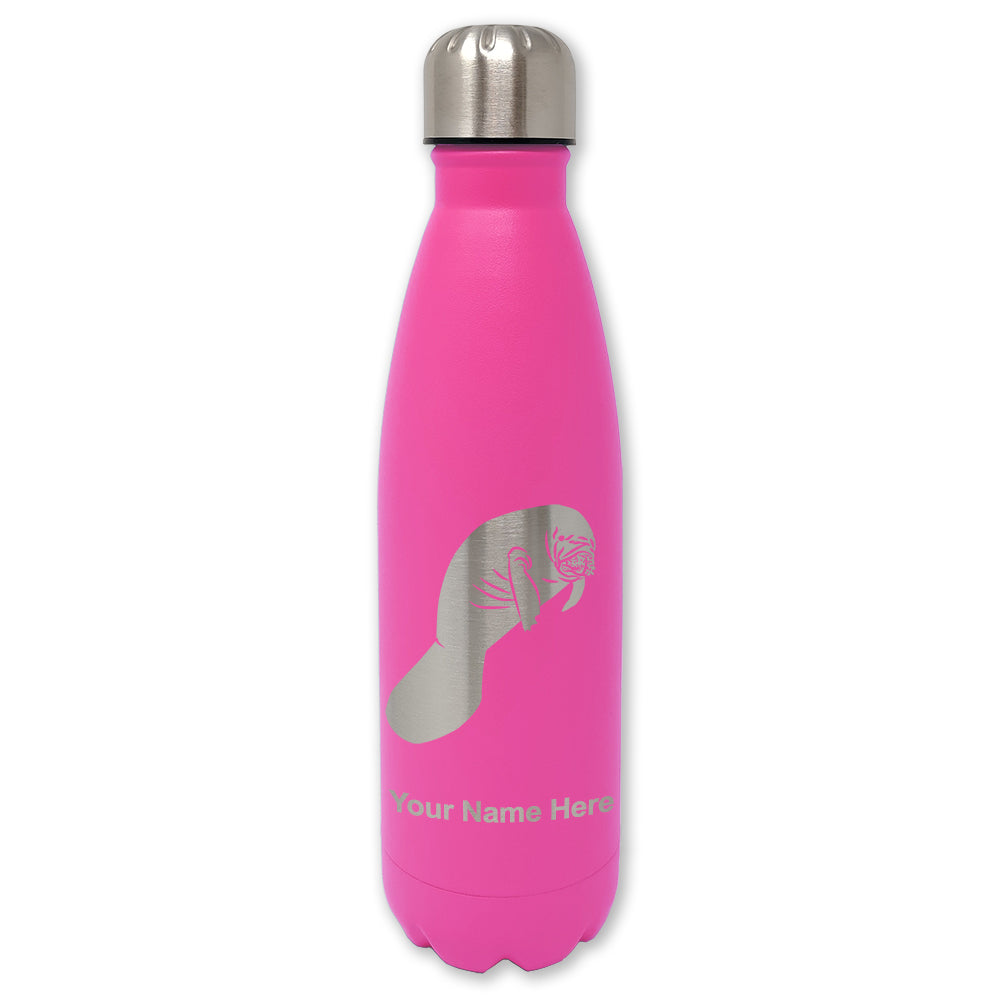 LaserGram Double Wall Water Bottle, Manatee, Personalized Engraving Included