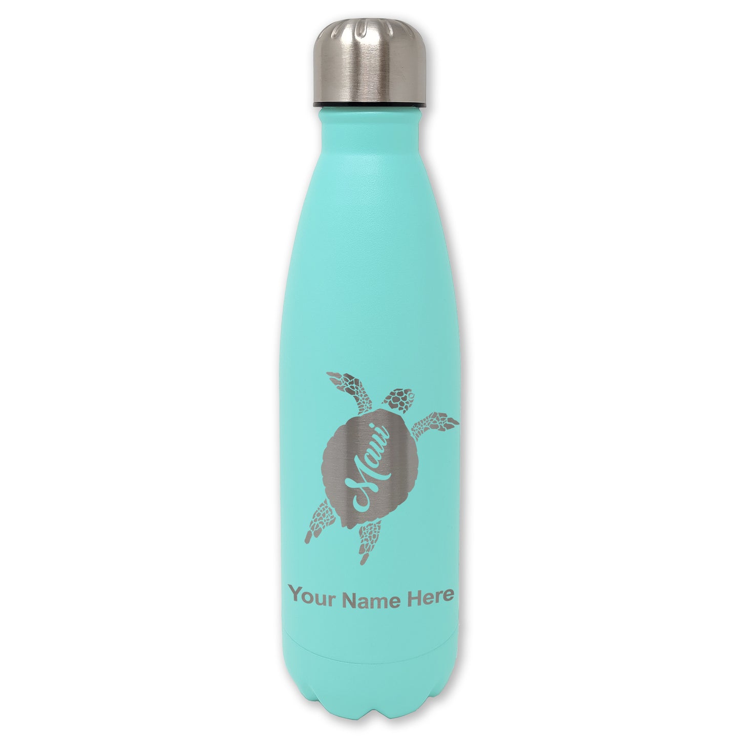 LaserGram Double Wall Water Bottle, Maui Sea Turtle, Personalized Engraving Included