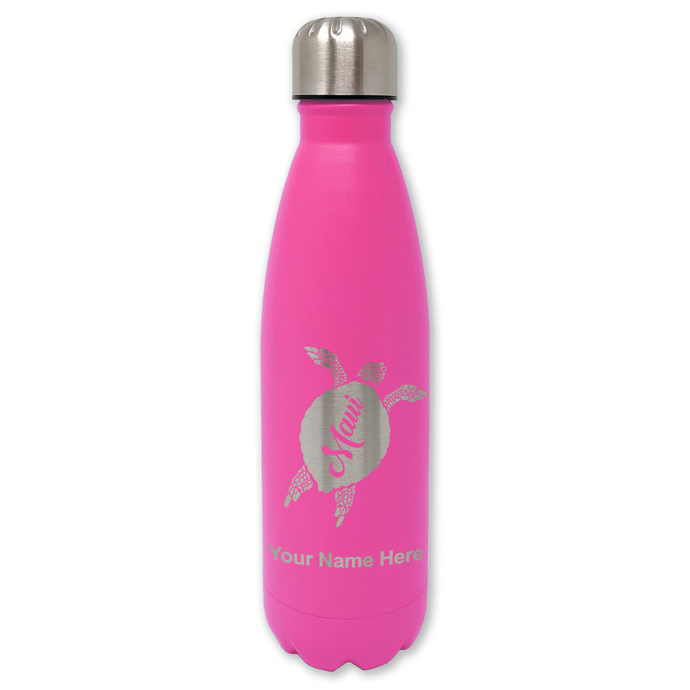 LaserGram Double Wall Water Bottle, Maui Sea Turtle, Personalized Engraving Included