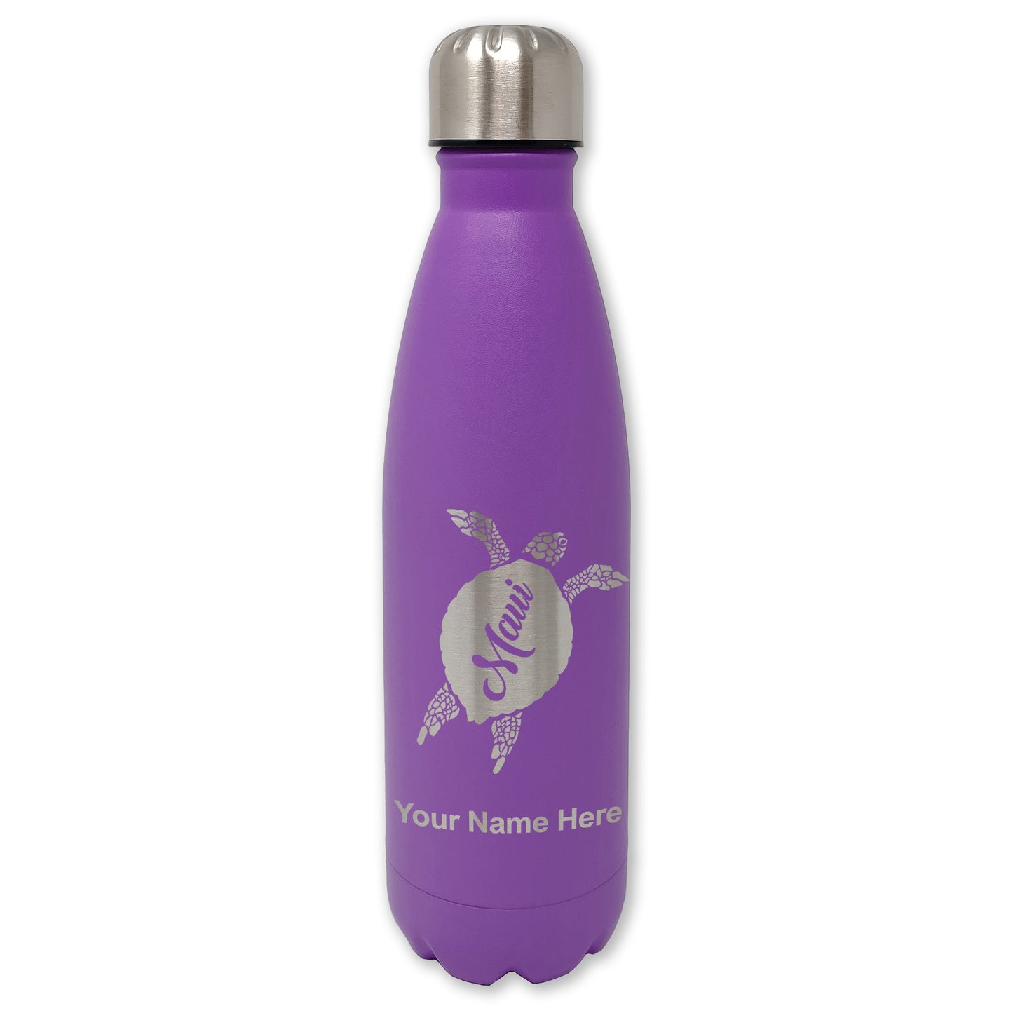 LaserGram Double Wall Water Bottle, Maui Sea Turtle, Personalized Engraving Included