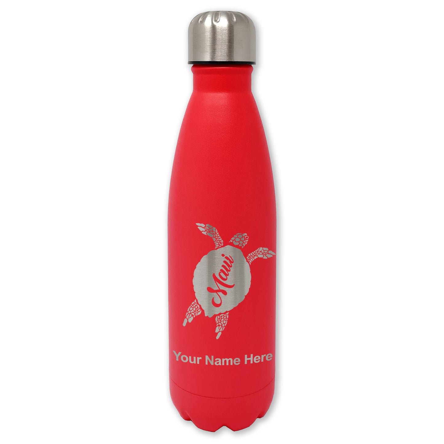 LaserGram Double Wall Water Bottle, Maui Sea Turtle, Personalized Engraving Included