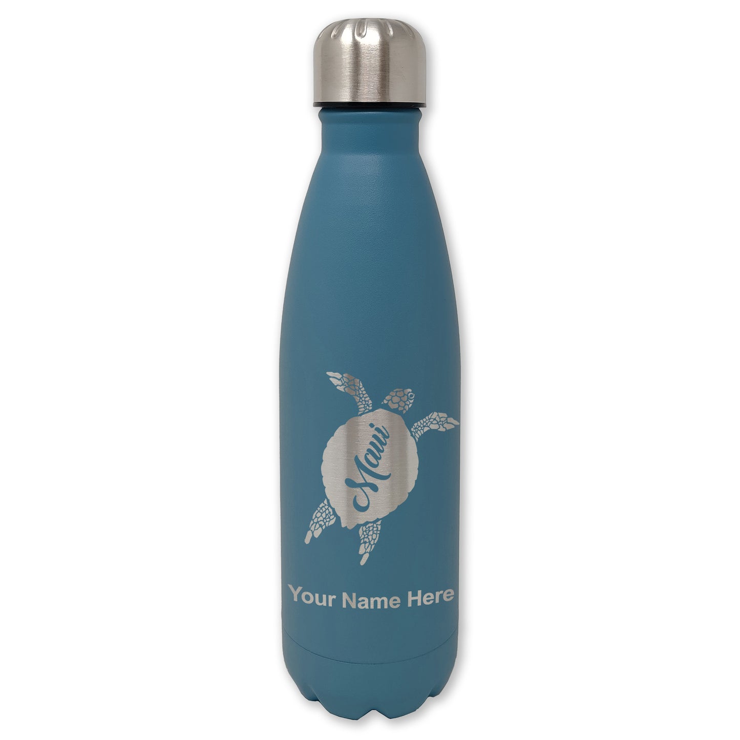 LaserGram Double Wall Water Bottle, Maui Sea Turtle, Personalized Engraving Included