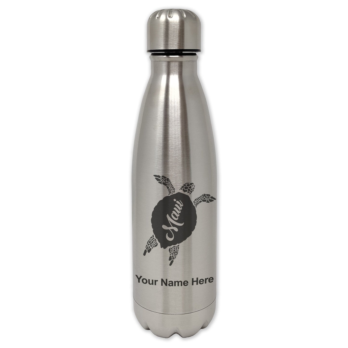 LaserGram Double Wall Water Bottle, Maui Sea Turtle, Personalized Engraving Included