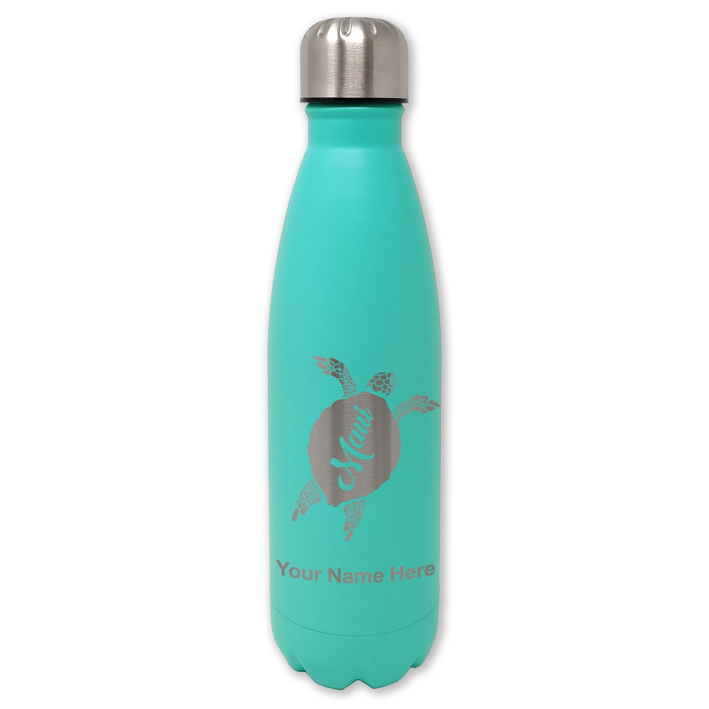LaserGram Double Wall Water Bottle, Maui Sea Turtle, Personalized Engraving Included