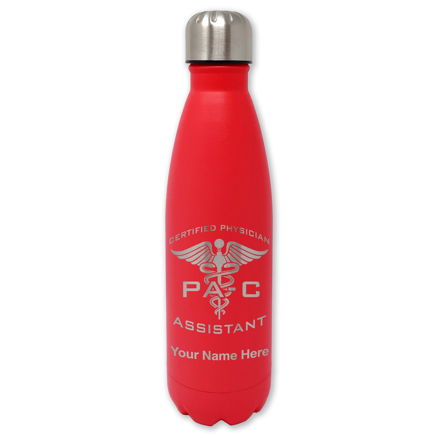 LaserGram Double Wall Water Bottle, PA-C Certified Physician Assistant, Personalized Engraving Included