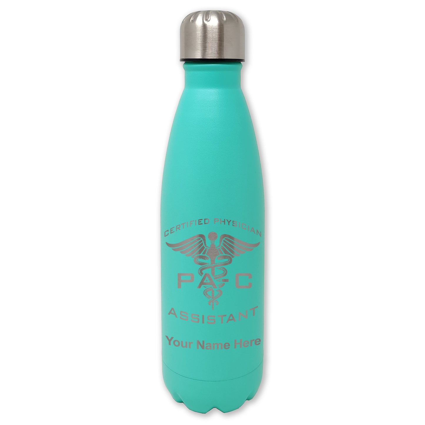 LaserGram Double Wall Water Bottle, PA-C Certified Physician Assistant, Personalized Engraving Included