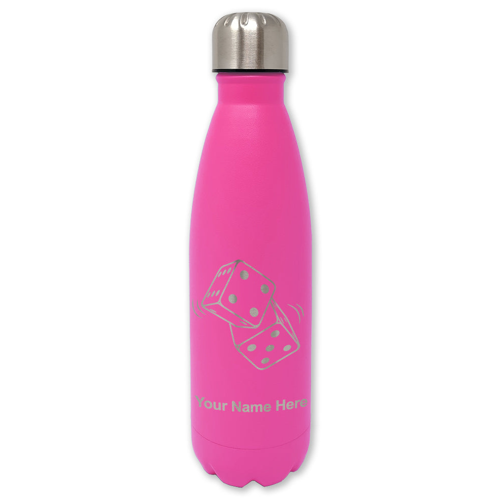 LaserGram Double Wall Water Bottle, Pair of Dice, Personalized Engraving Included