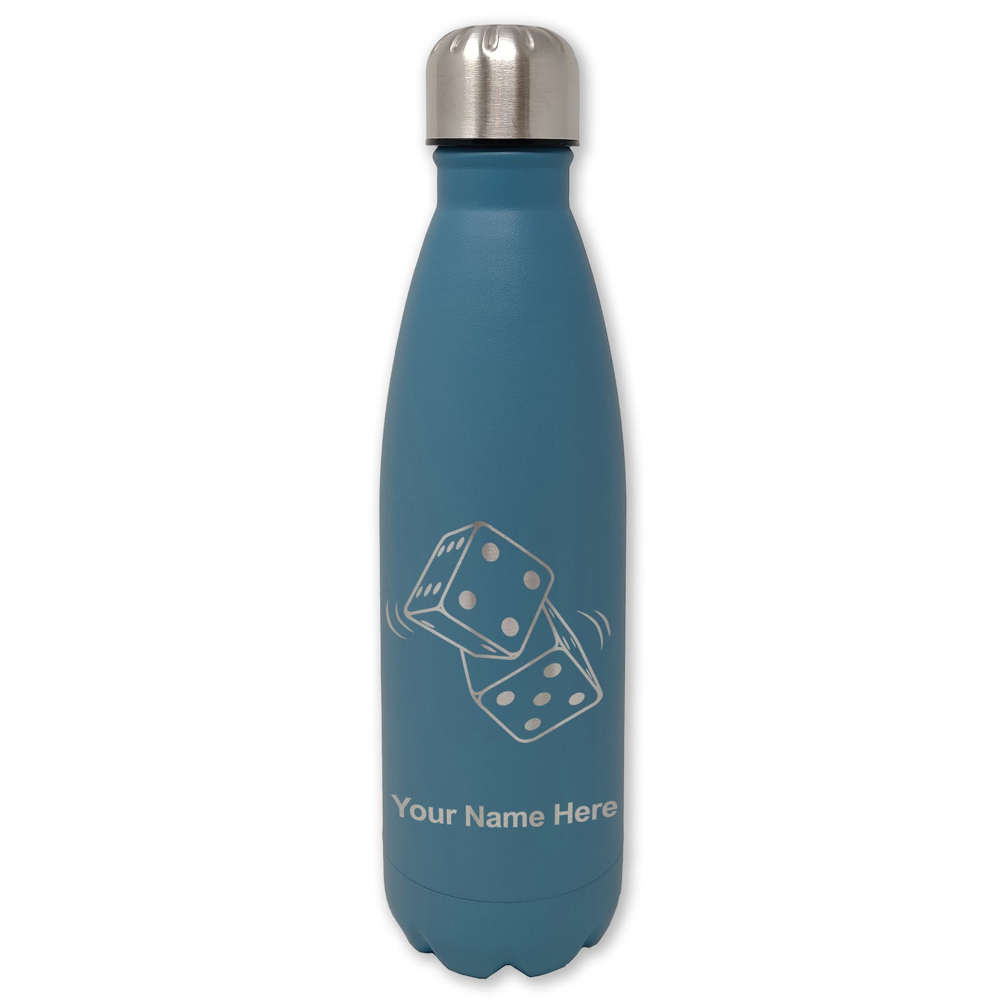LaserGram Double Wall Water Bottle, Pair of Dice, Personalized Engraving Included