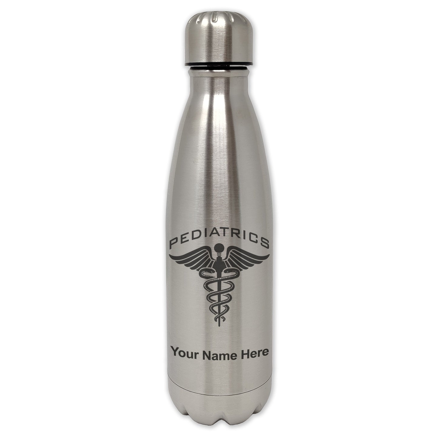LaserGram Double Wall Water Bottle, Pediatrics, Personalized Engraving Included