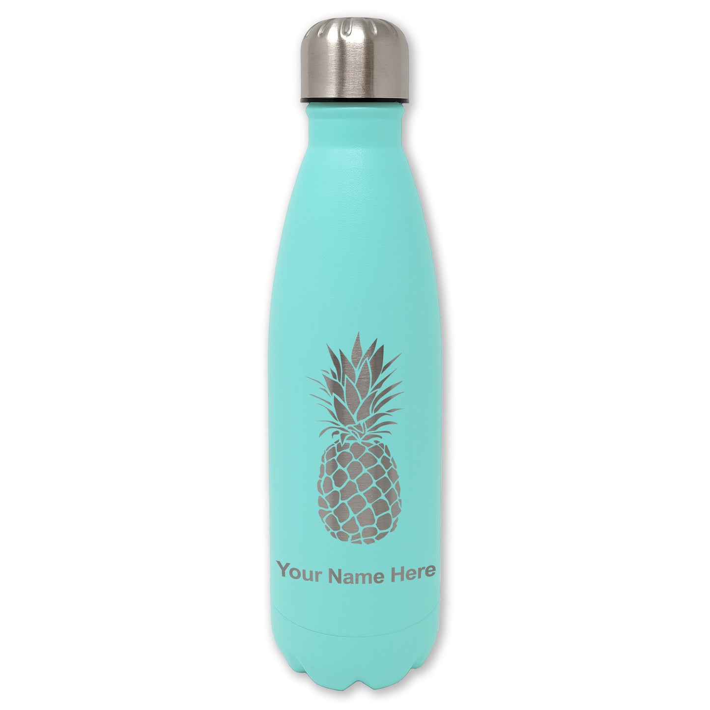 LaserGram Double Wall Water Bottle, Pineapple, Personalized Engraving Included