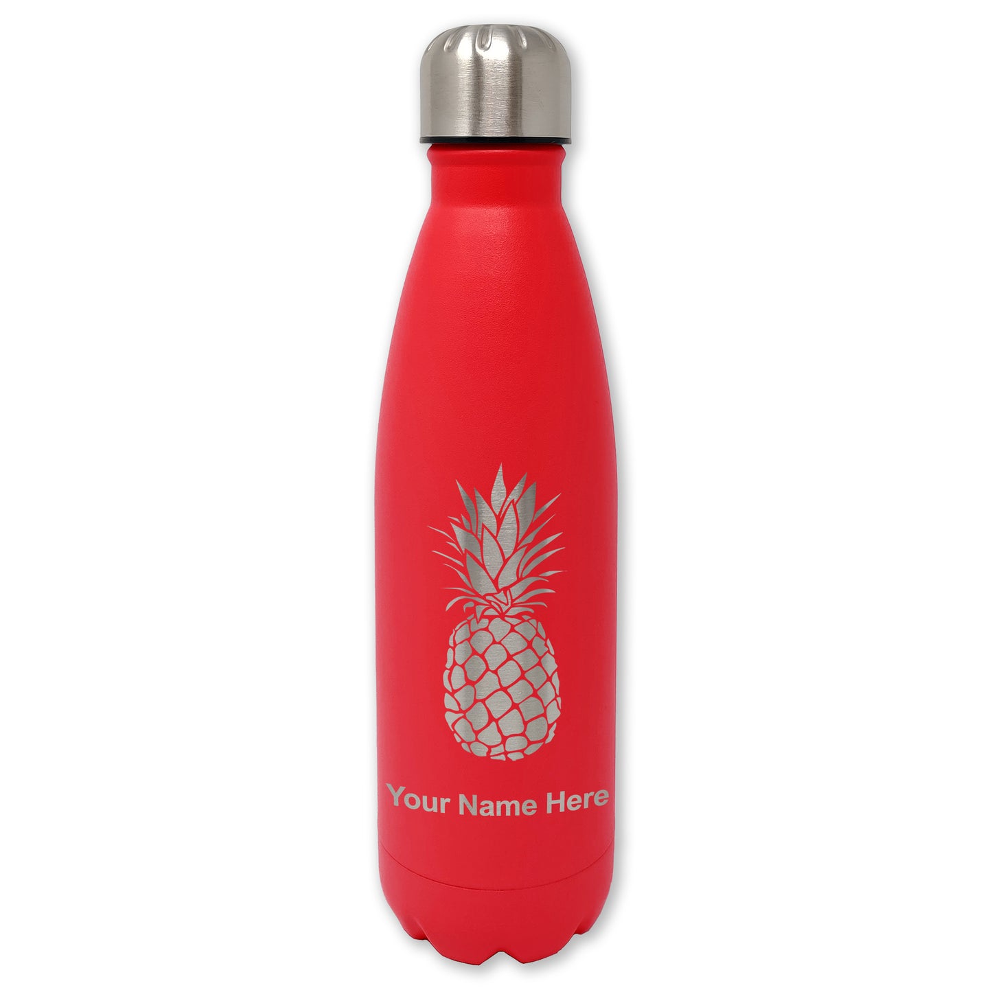 LaserGram Double Wall Water Bottle, Pineapple, Personalized Engraving Included