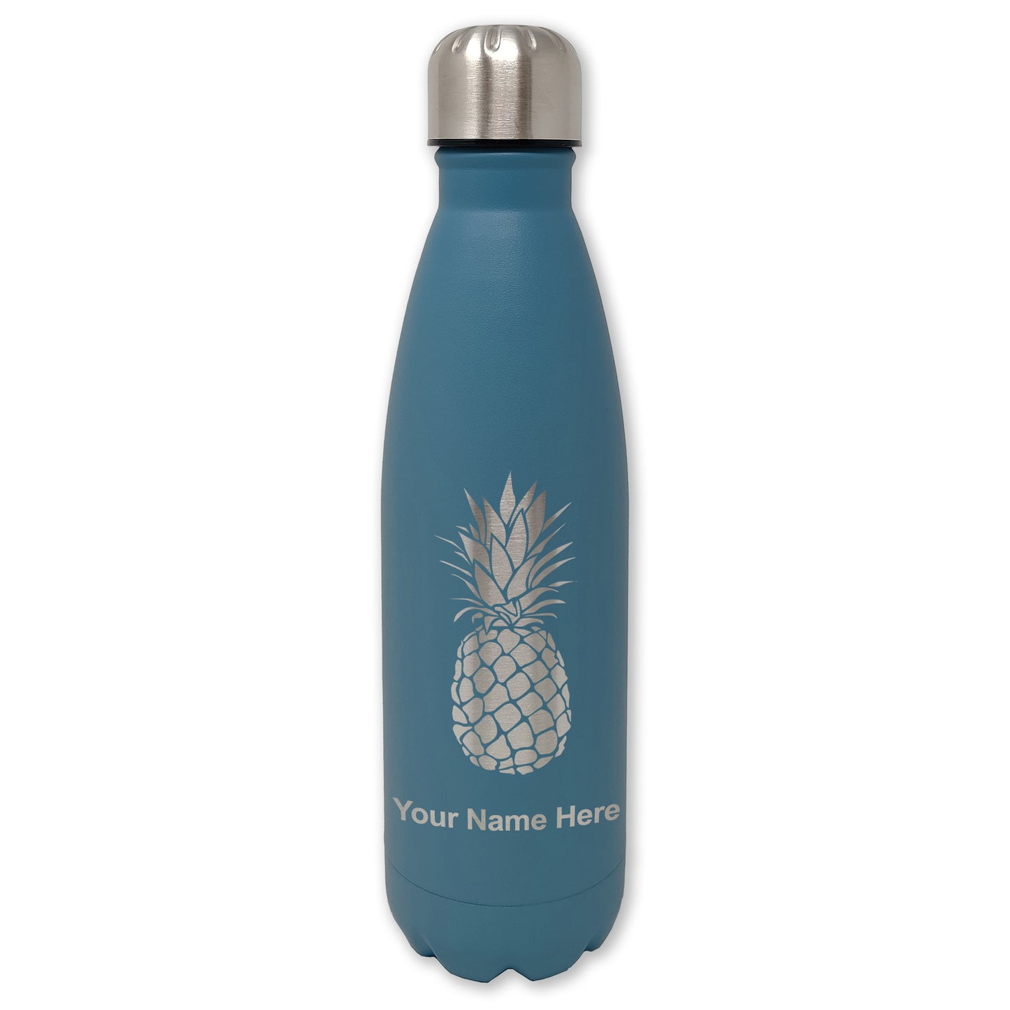 LaserGram Double Wall Water Bottle, Pineapple, Personalized Engraving Included