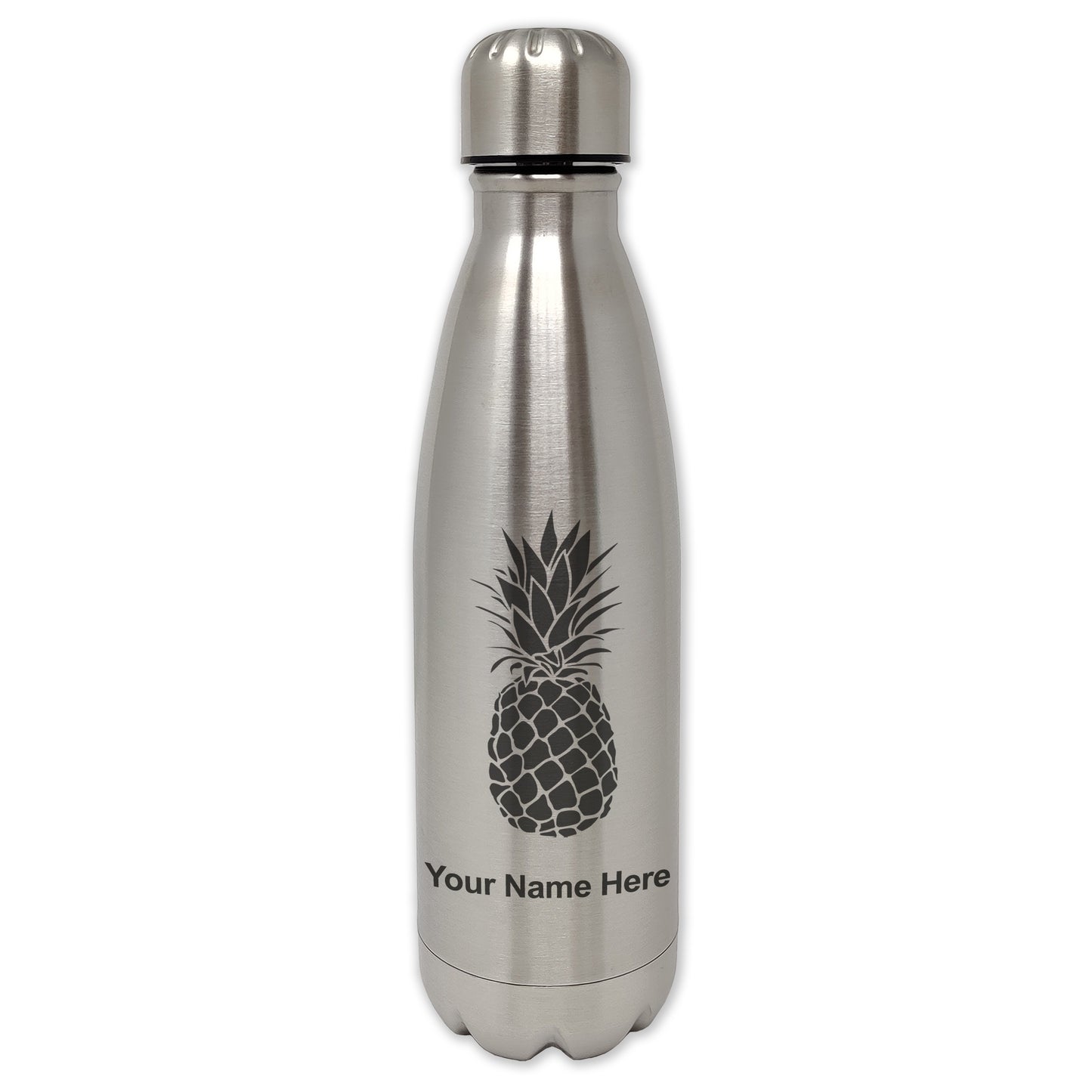 LaserGram Double Wall Water Bottle, Pineapple, Personalized Engraving Included