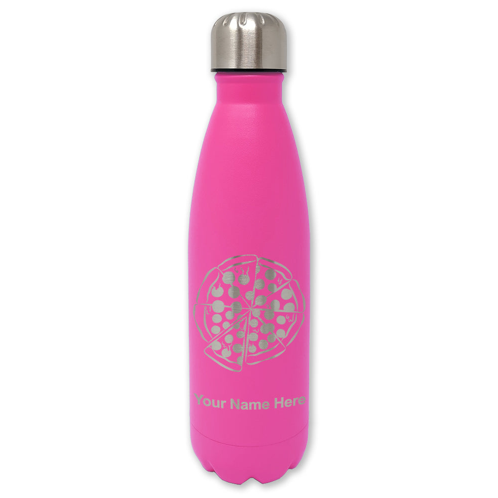 LaserGram Double Wall Water Bottle, Pizza, Personalized Engraving Included