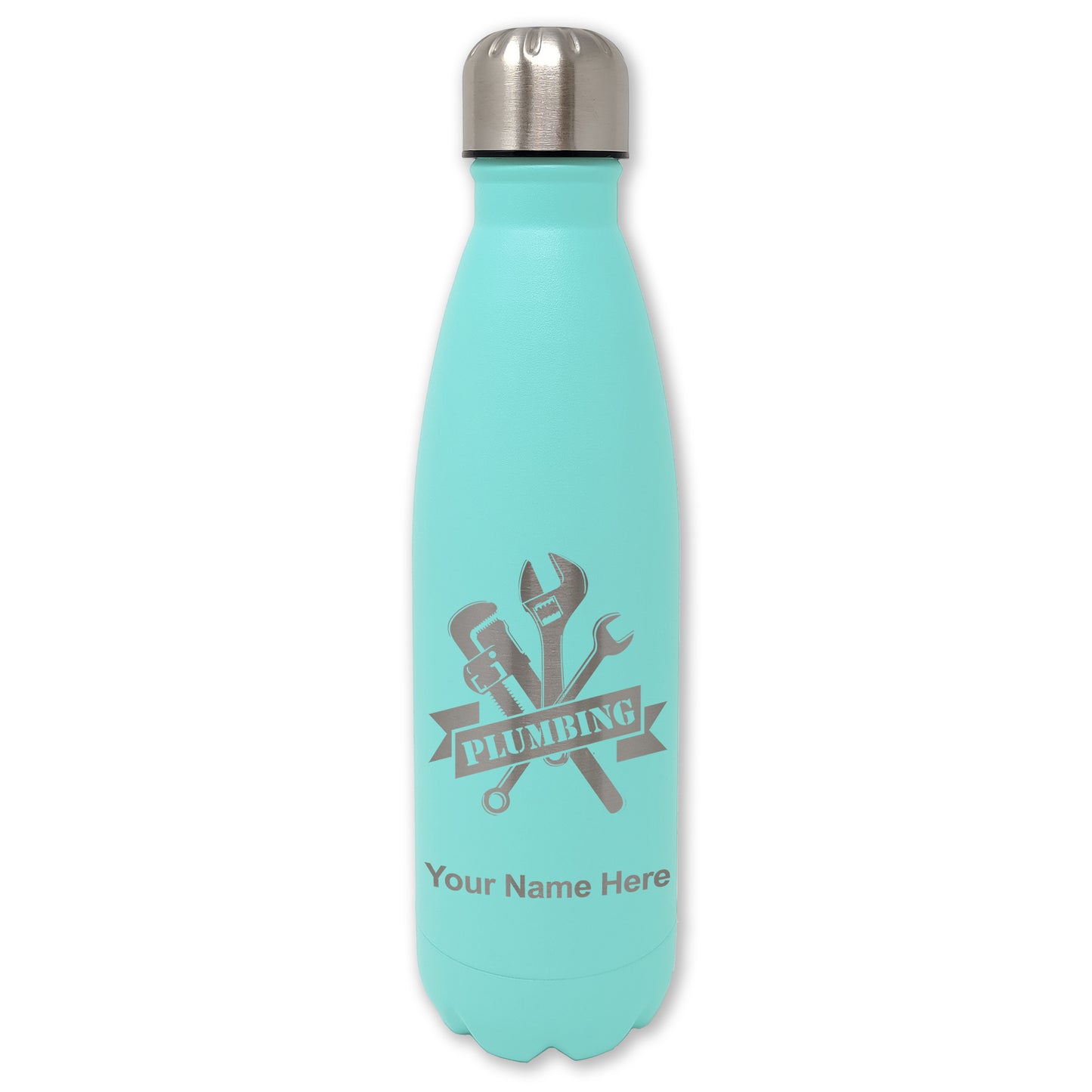 LaserGram Double Wall Water Bottle, Plumbing, Personalized Engraving Included