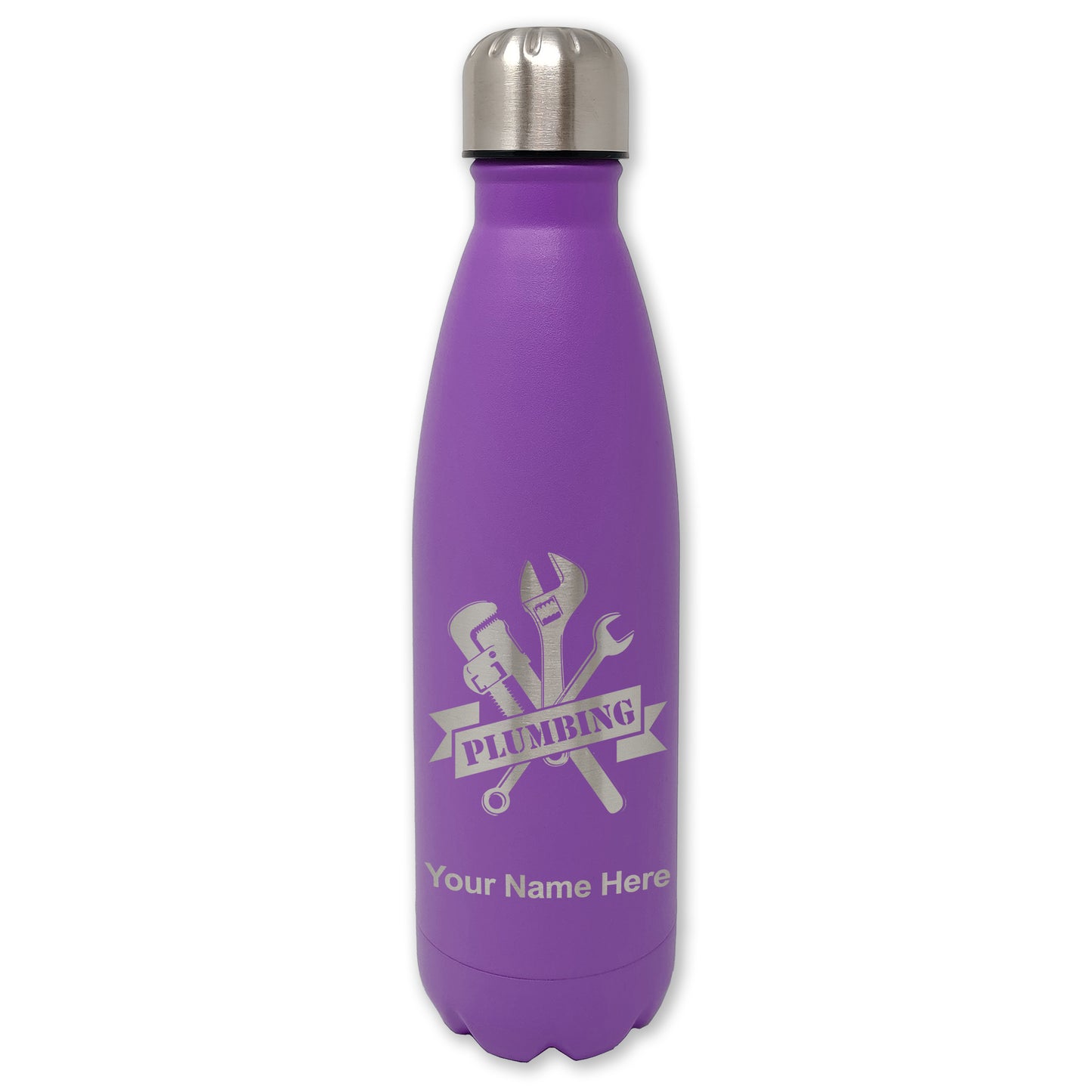 LaserGram Double Wall Water Bottle, Plumbing, Personalized Engraving Included