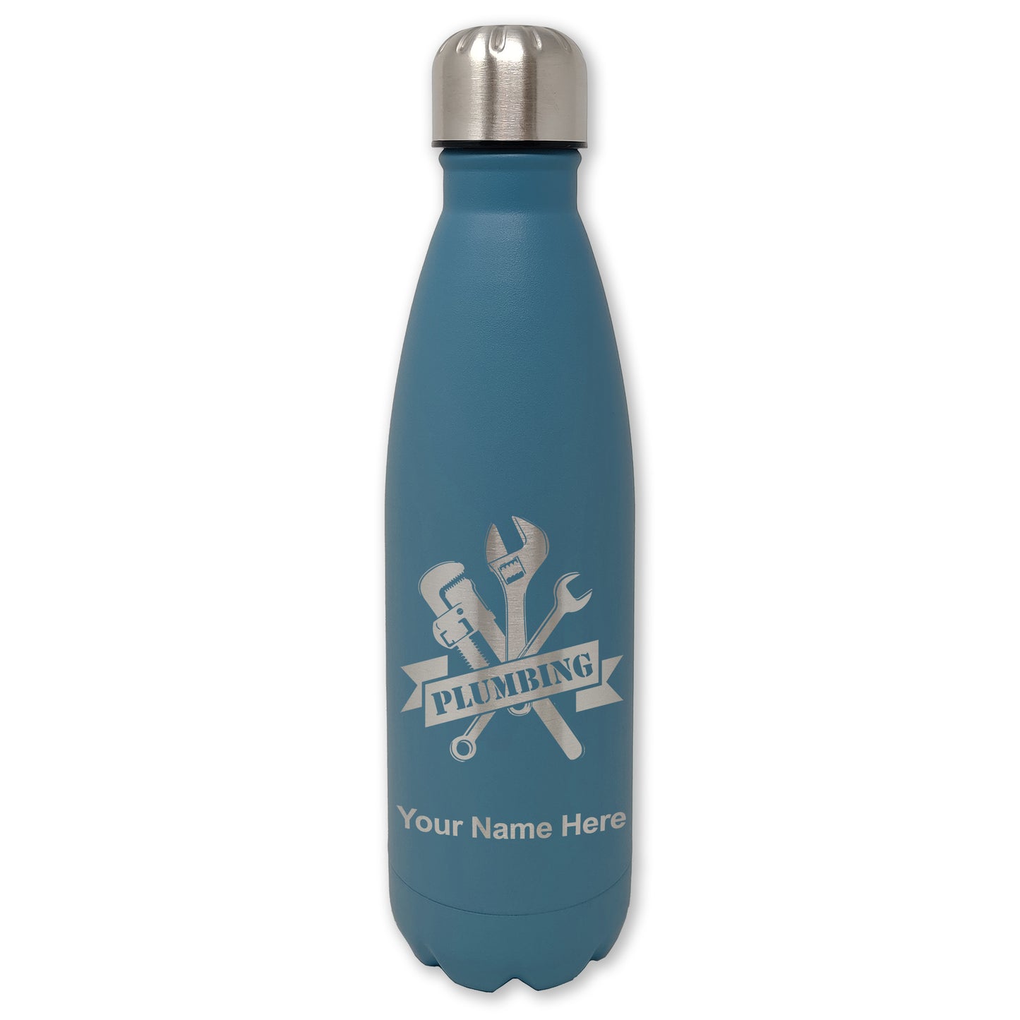LaserGram Double Wall Water Bottle, Plumbing, Personalized Engraving Included