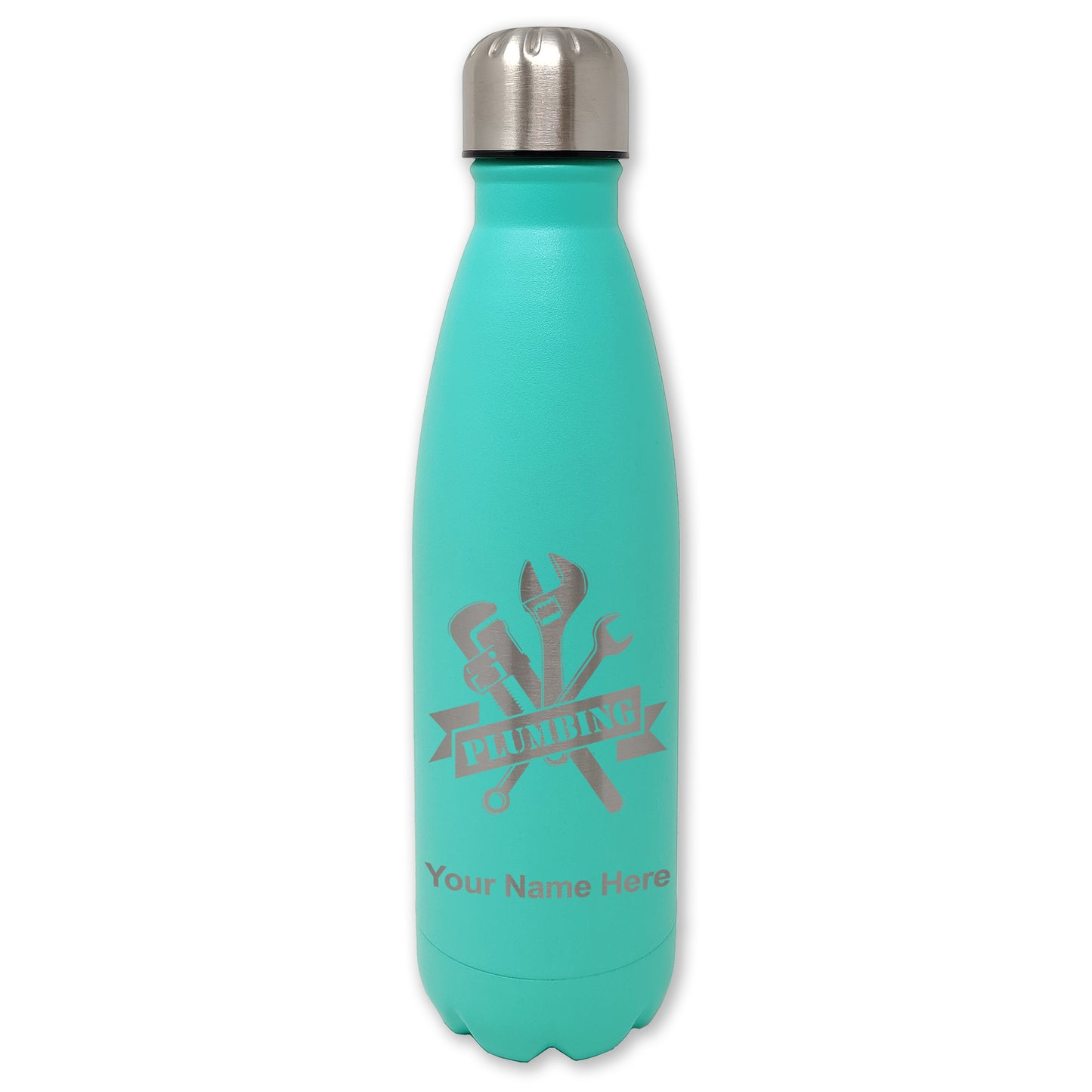LaserGram Double Wall Water Bottle, Plumbing, Personalized Engraving Included