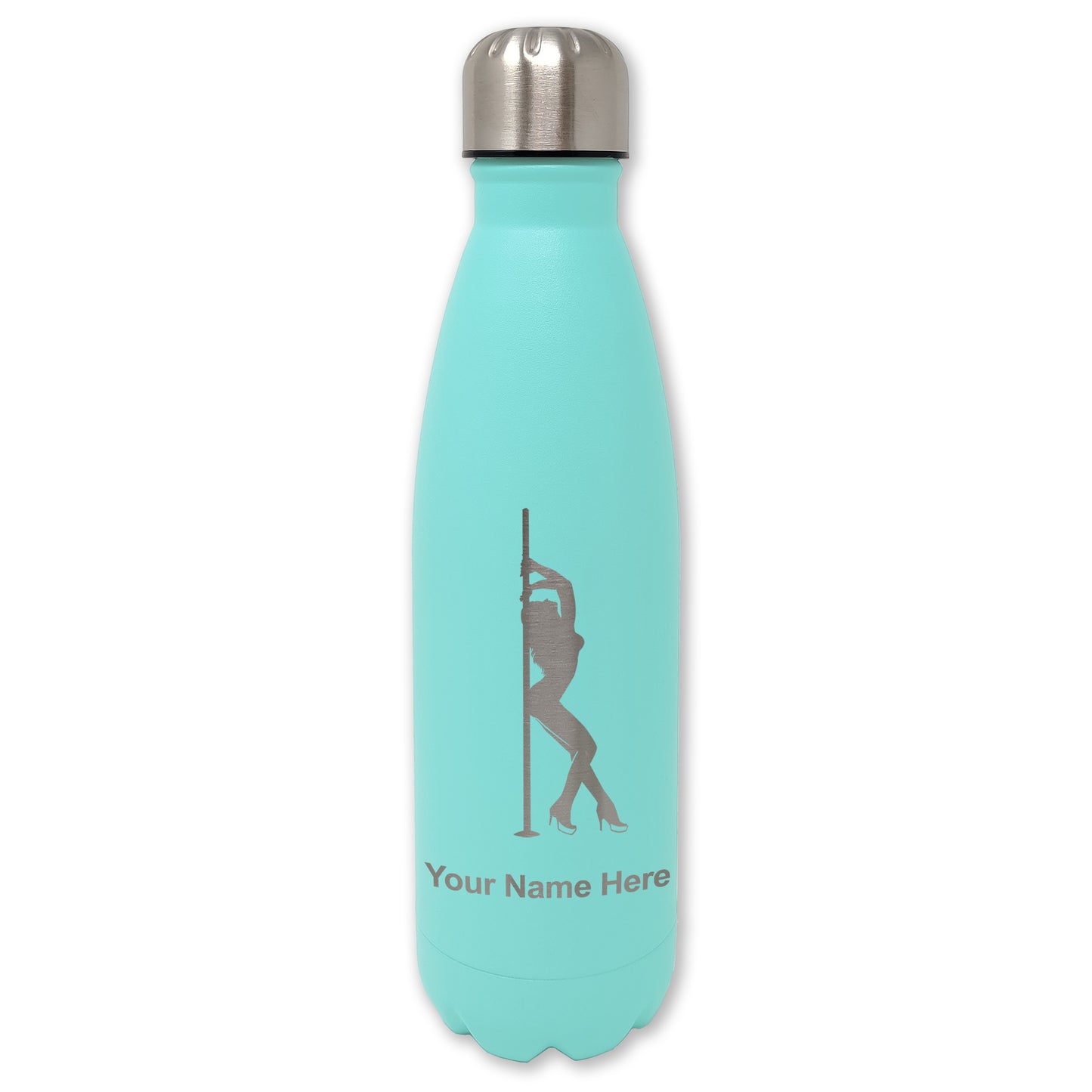 LaserGram Double Wall Water Bottle, Pole Dancer, Personalized Engraving Included