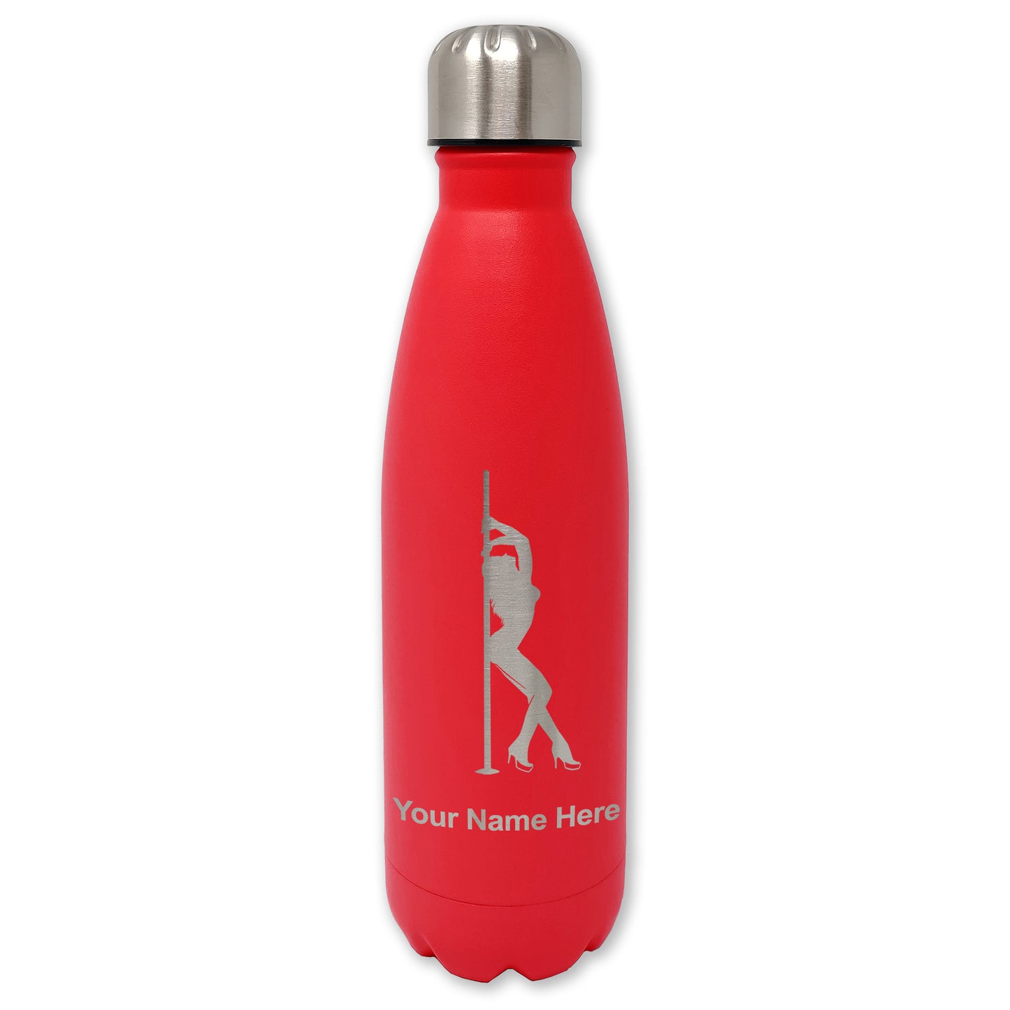 LaserGram Double Wall Water Bottle, Pole Dancer, Personalized Engraving Included