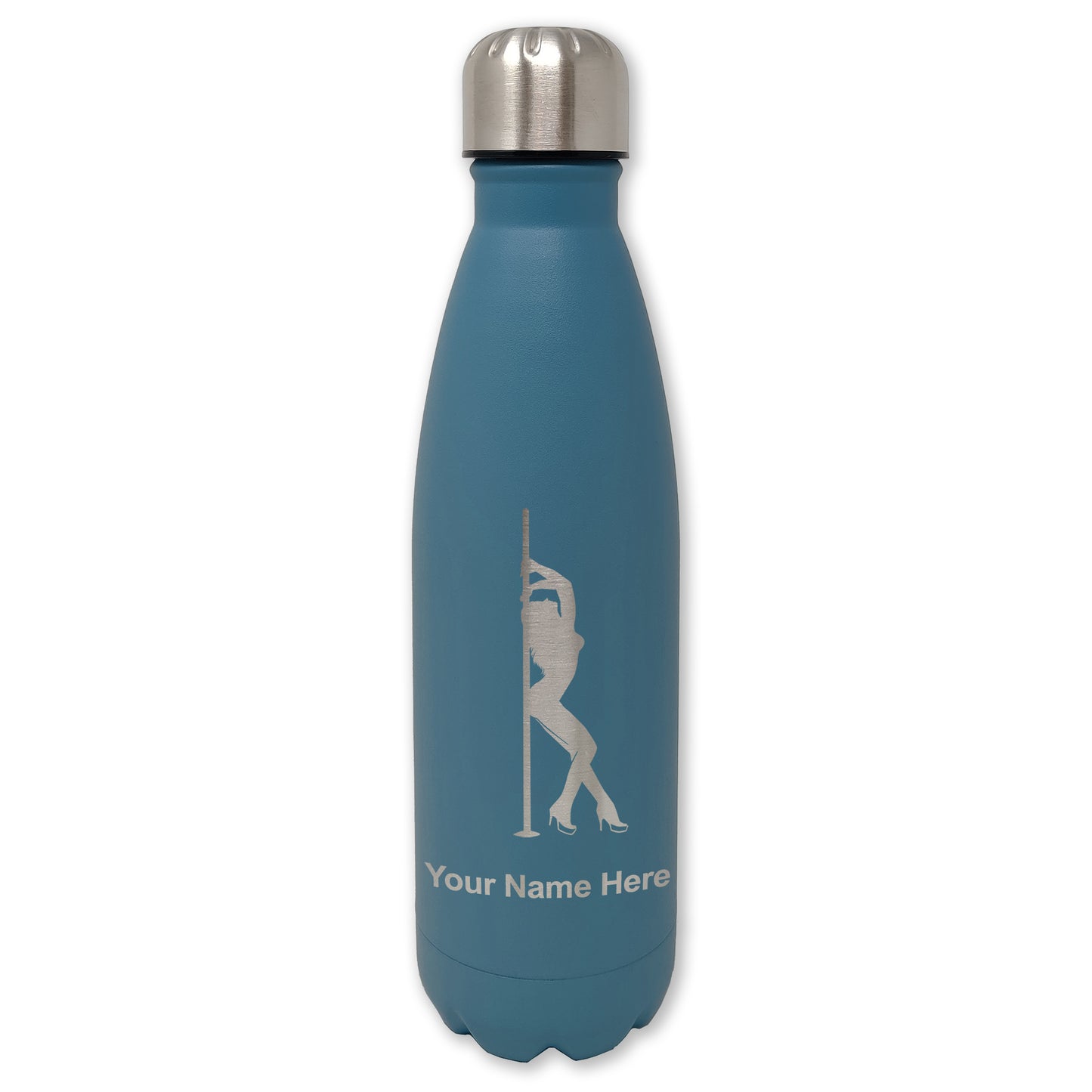 LaserGram Double Wall Water Bottle, Pole Dancer, Personalized Engraving Included
