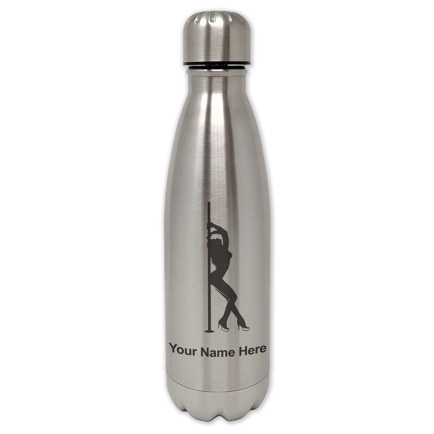 LaserGram Double Wall Water Bottle, Pole Dancer, Personalized Engraving Included
