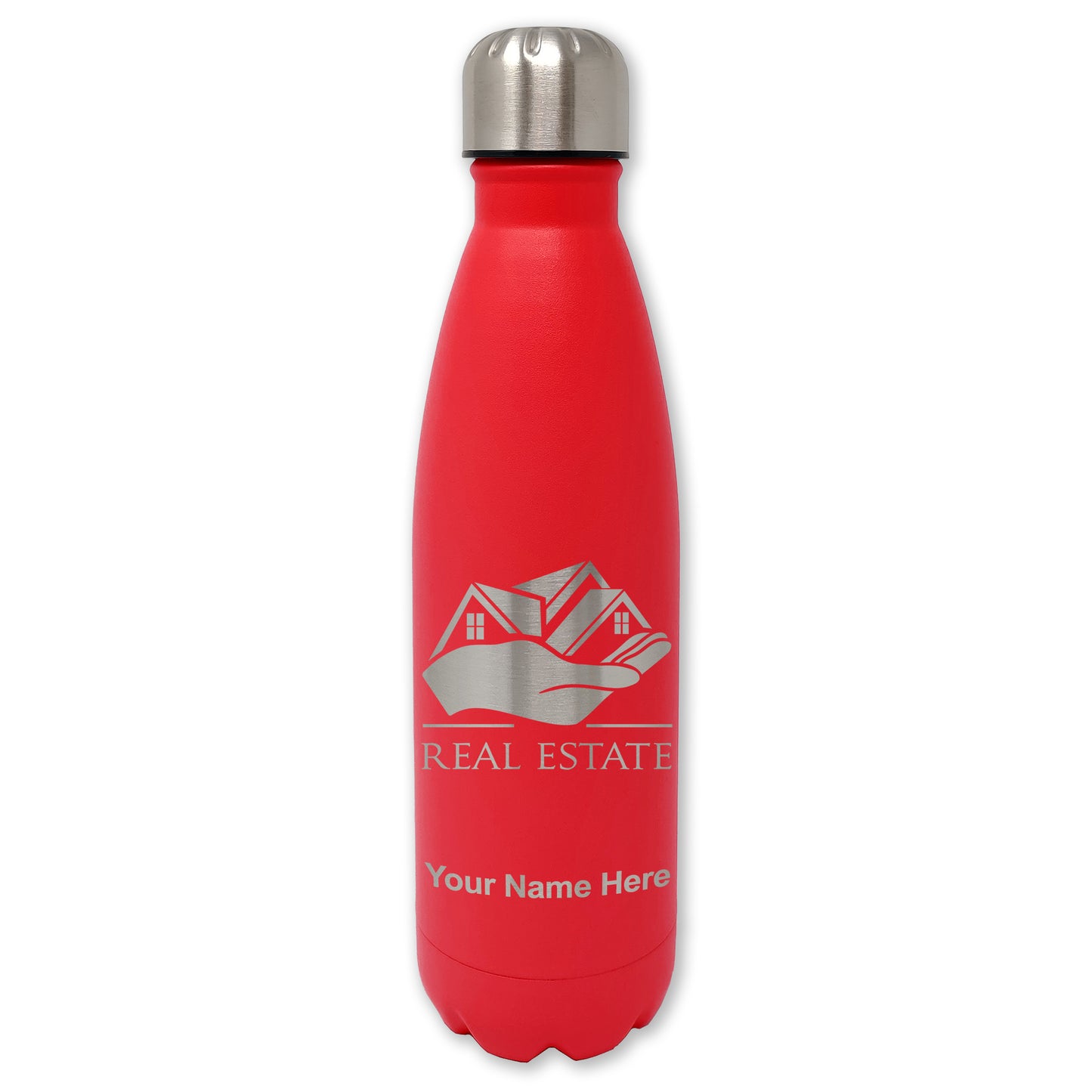 LaserGram Double Wall Water Bottle, Real Estate, Personalized Engraving Included