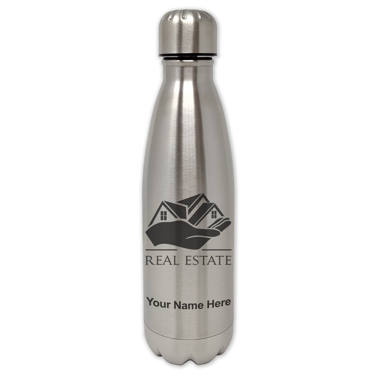 LaserGram Double Wall Water Bottle, Real Estate, Personalized Engraving Included