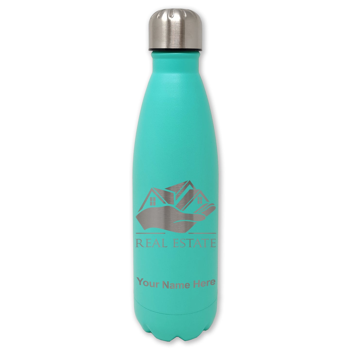 LaserGram Double Wall Water Bottle, Real Estate, Personalized Engraving Included