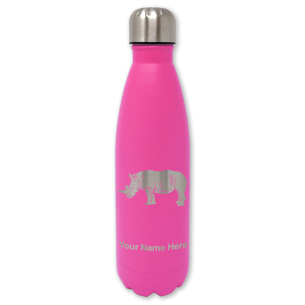 LaserGram Double Wall Water Bottle, Rhinoceros, Personalized Engraving Included