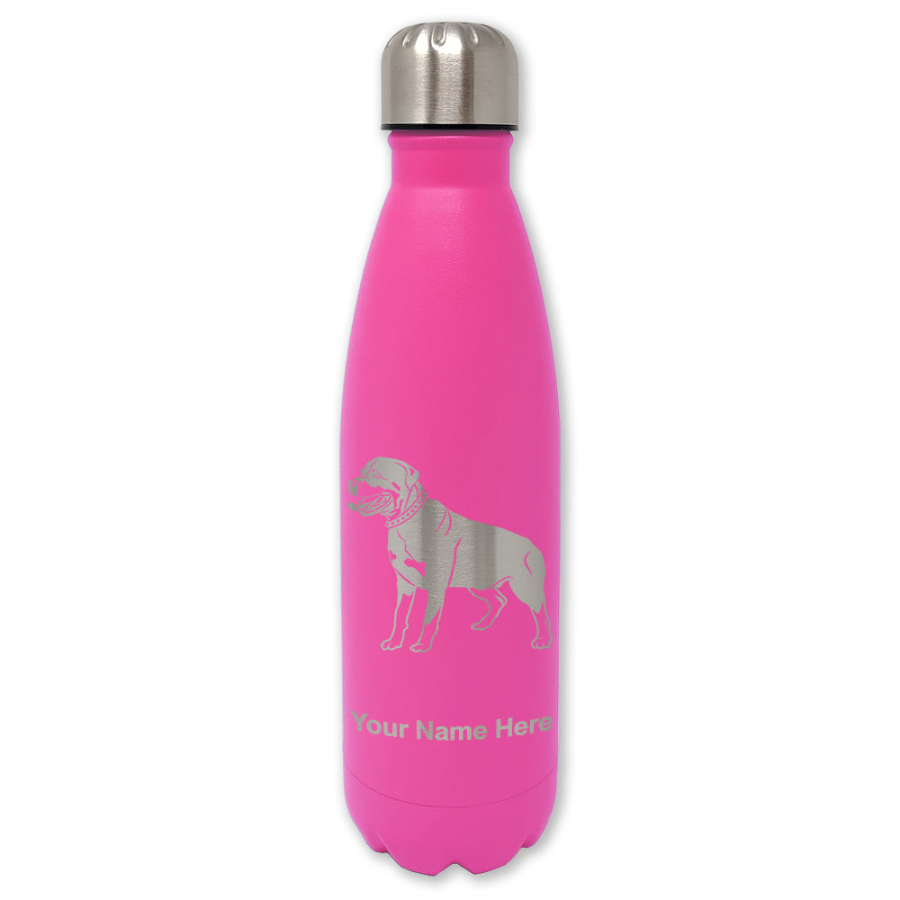 LaserGram Double Wall Water Bottle, Rottweiler Dog, Personalized Engraving Included