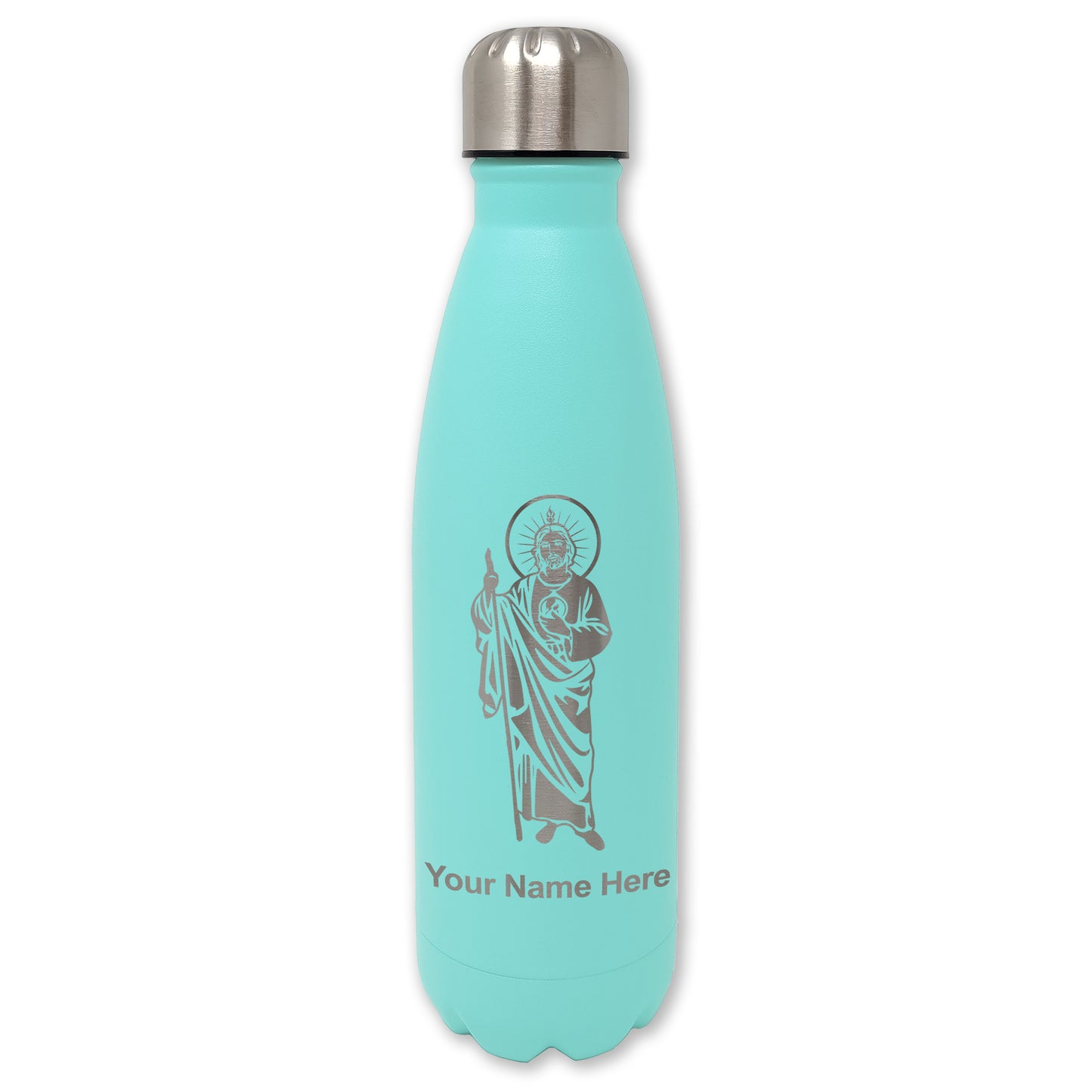LaserGram Double Wall Water Bottle, Saint Jude, Personalized Engraving Included