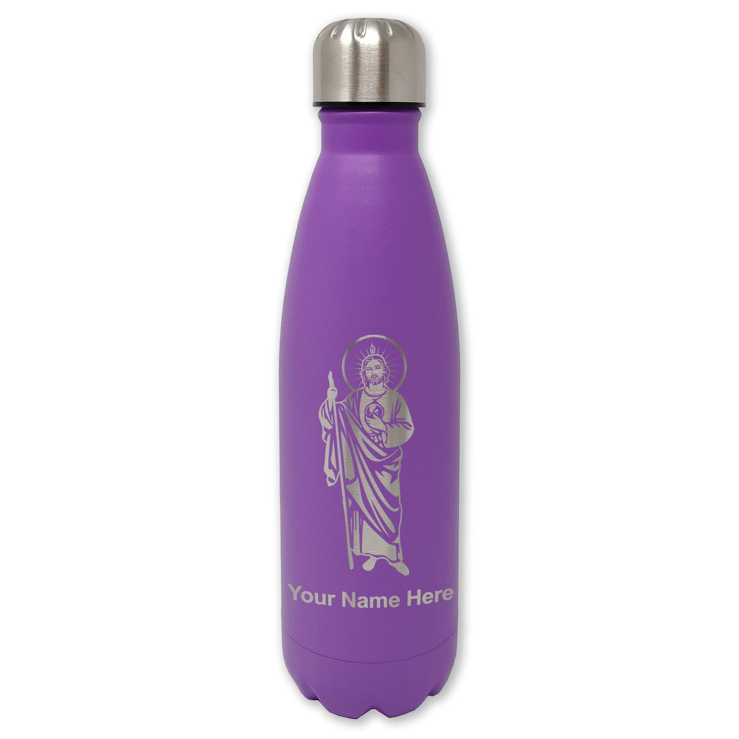 LaserGram Double Wall Water Bottle, Saint Jude, Personalized Engraving Included