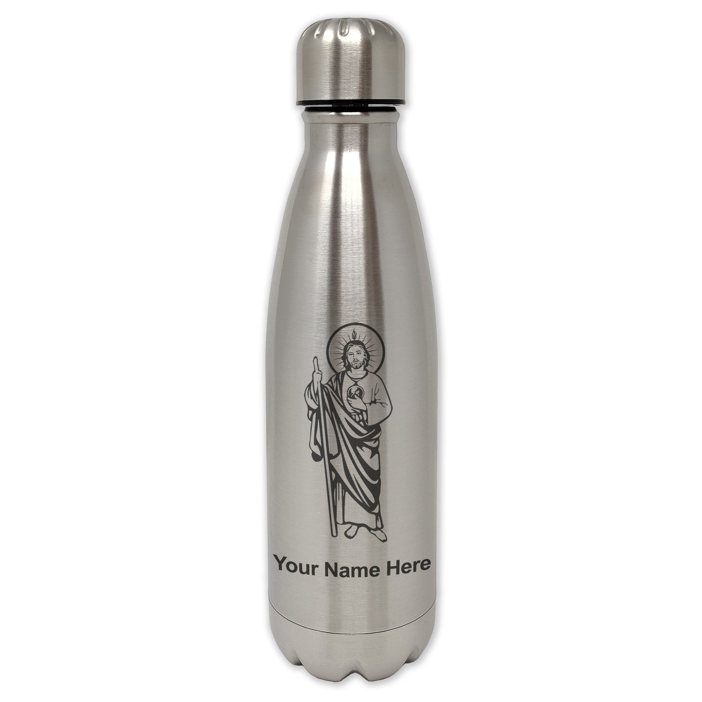 LaserGram Double Wall Water Bottle, Saint Jude, Personalized Engraving Included