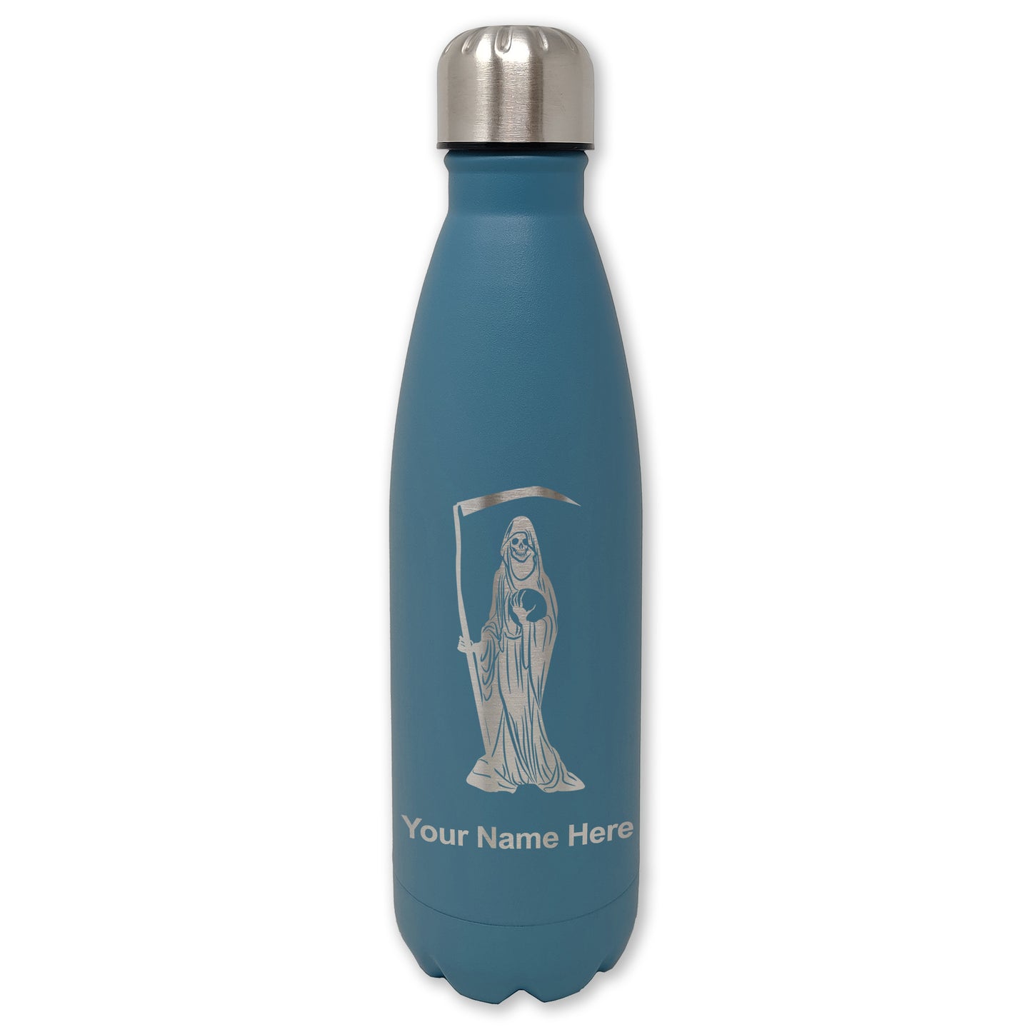 LaserGram Double Wall Water Bottle, Santa Muerte, Personalized Engraving Included