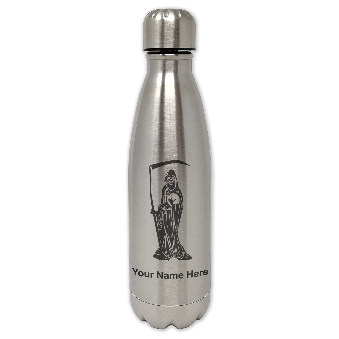 LaserGram Double Wall Water Bottle, Santa Muerte, Personalized Engraving Included