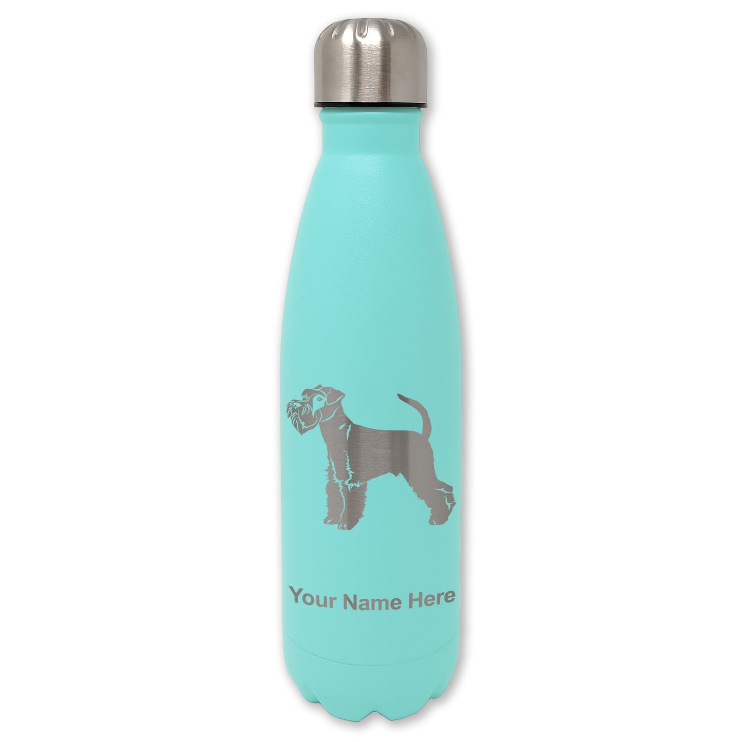LaserGram Double Wall Water Bottle, Schnauzer Dog, Personalized Engraving Included