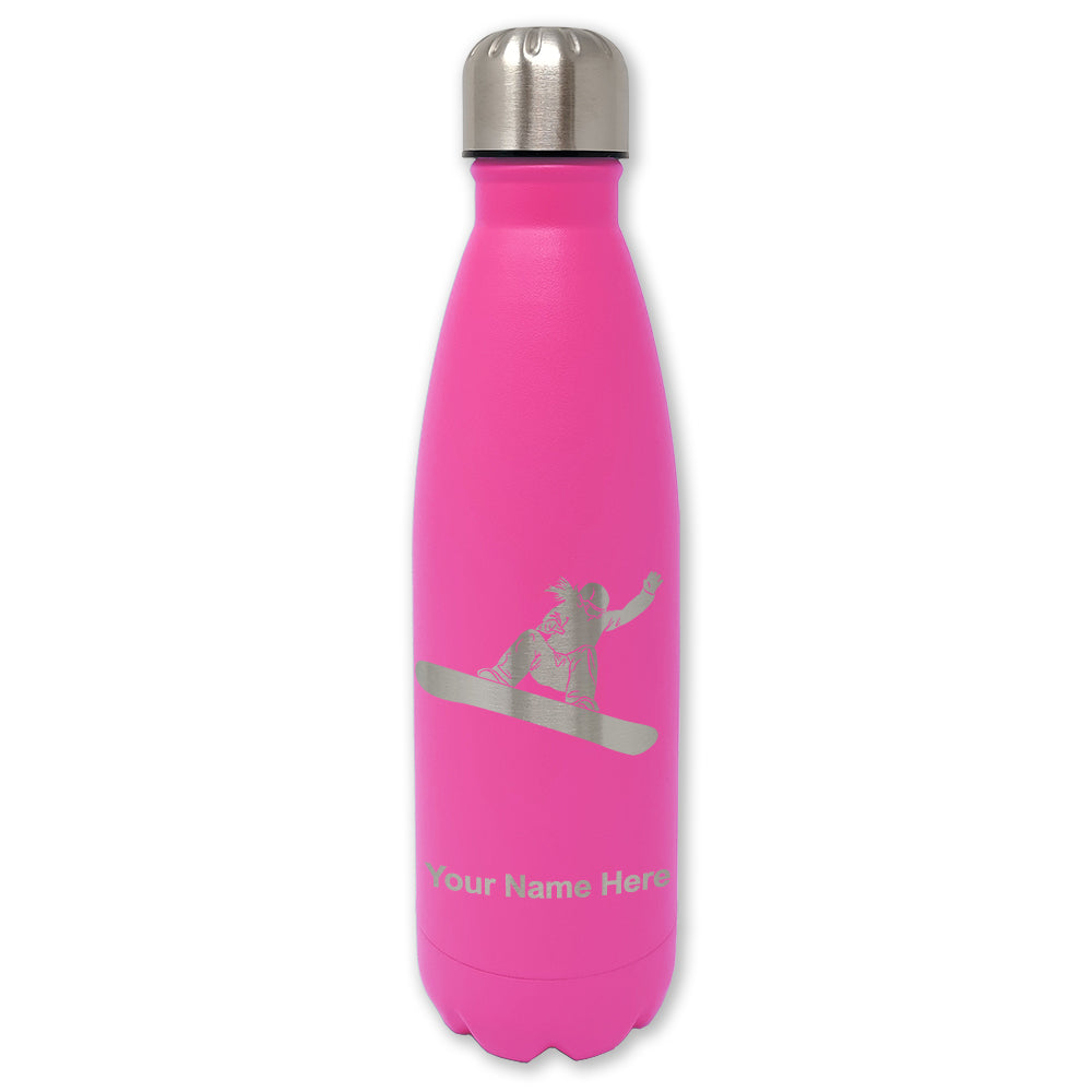 LaserGram Double Wall Water Bottle, Snowboarder Woman, Personalized Engraving Included