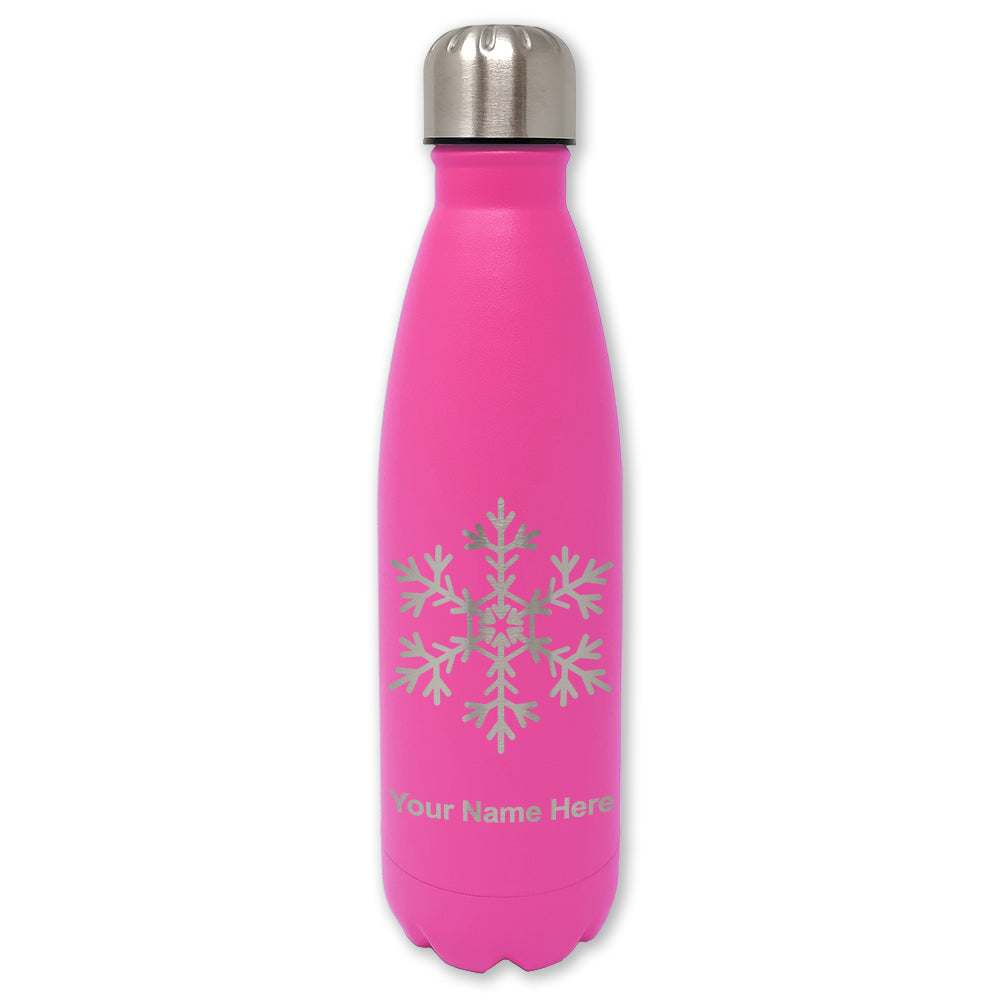 LaserGram Double Wall Water Bottle, Snowflake, Personalized Engraving Included