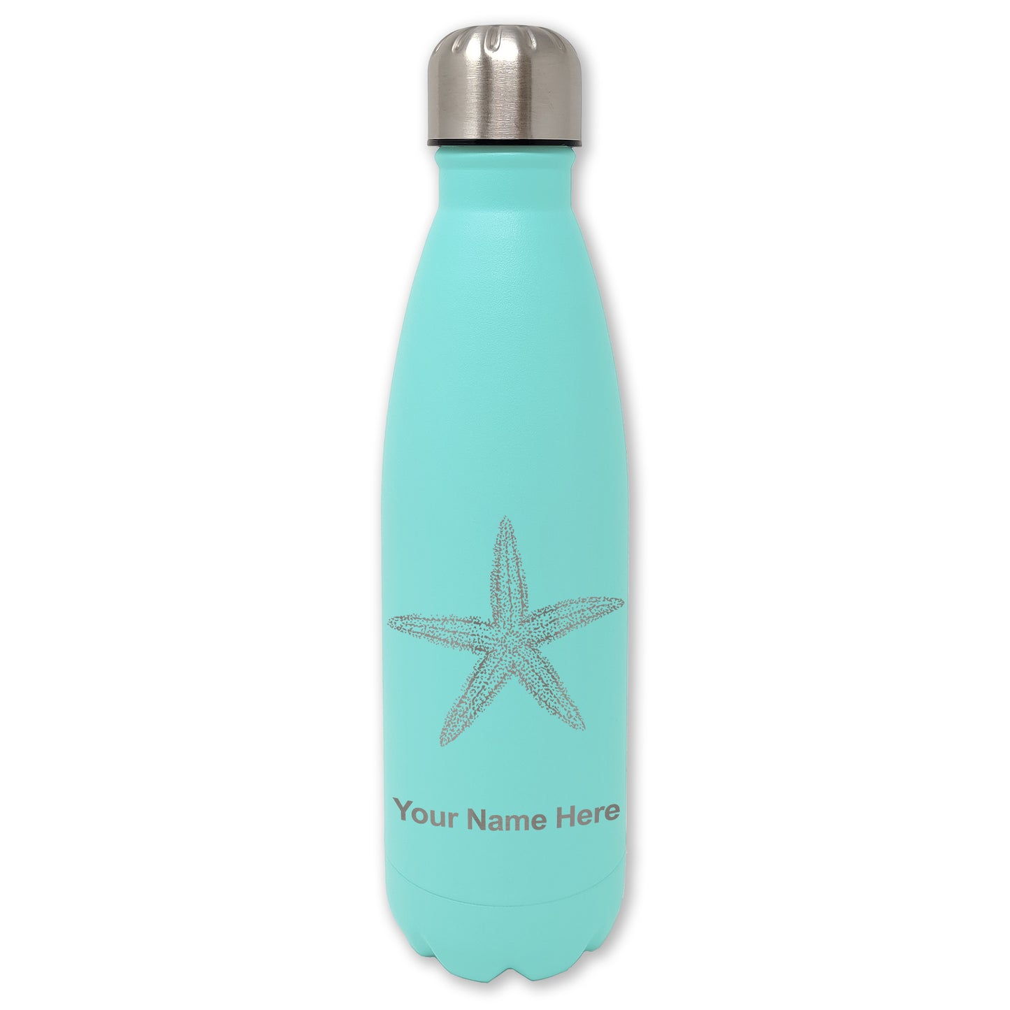 LaserGram Double Wall Water Bottle, Starfish, Personalized Engraving Included