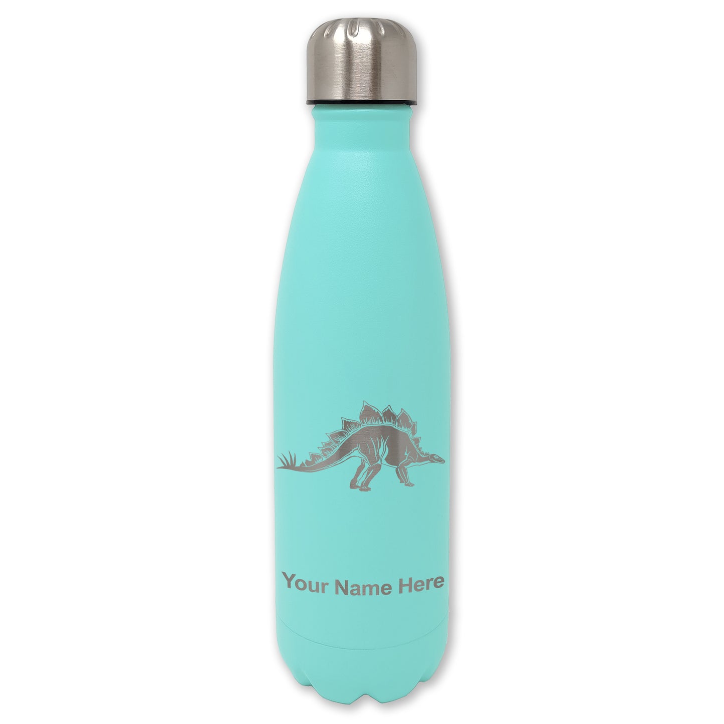 LaserGram Double Wall Water Bottle, Stegosaurus Dinosaur, Personalized Engraving Included