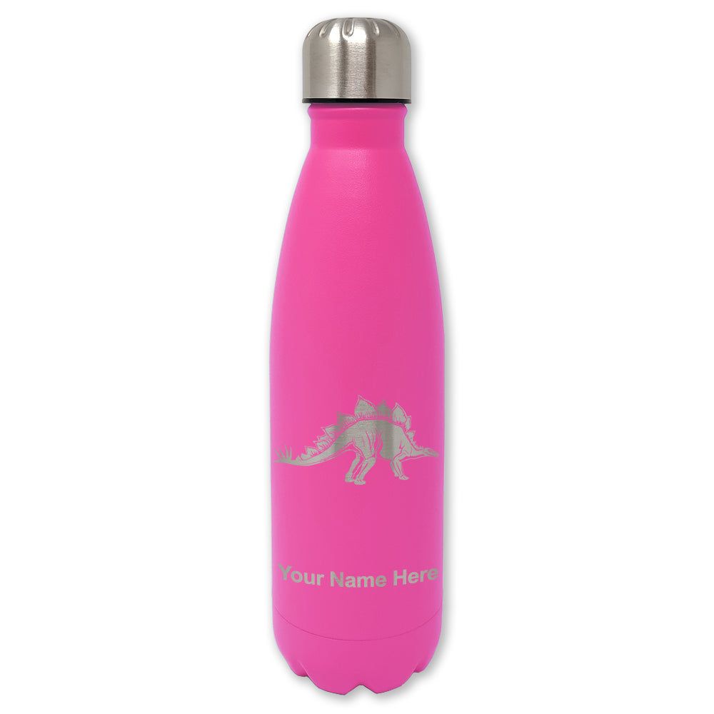 LaserGram Double Wall Water Bottle, Stegosaurus Dinosaur, Personalized Engraving Included